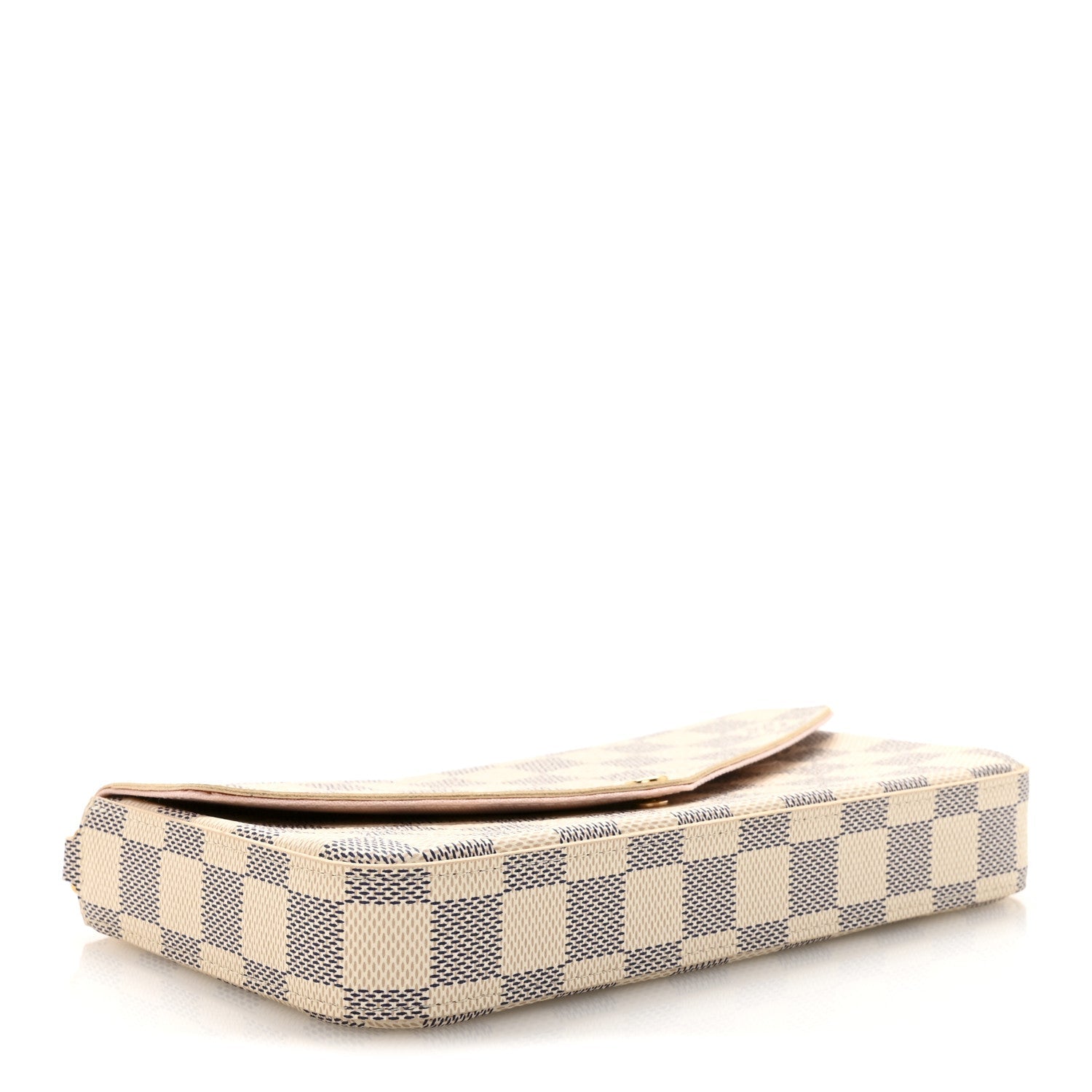 Damier Azur Pochette Felicie Chain Wallet Rose Ballerine