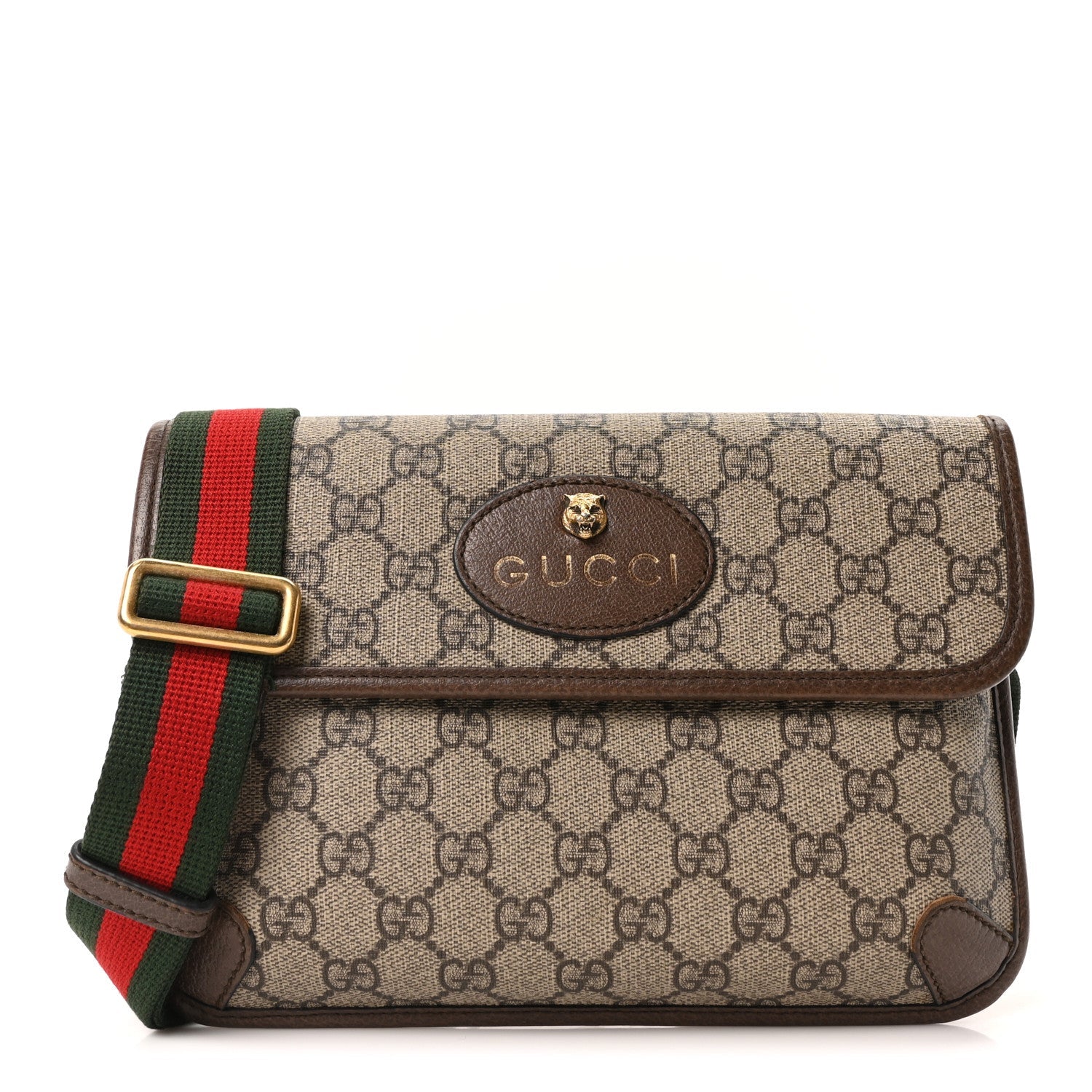 GG Supreme Monogram Neo Vintage Web Belt Bag Brown