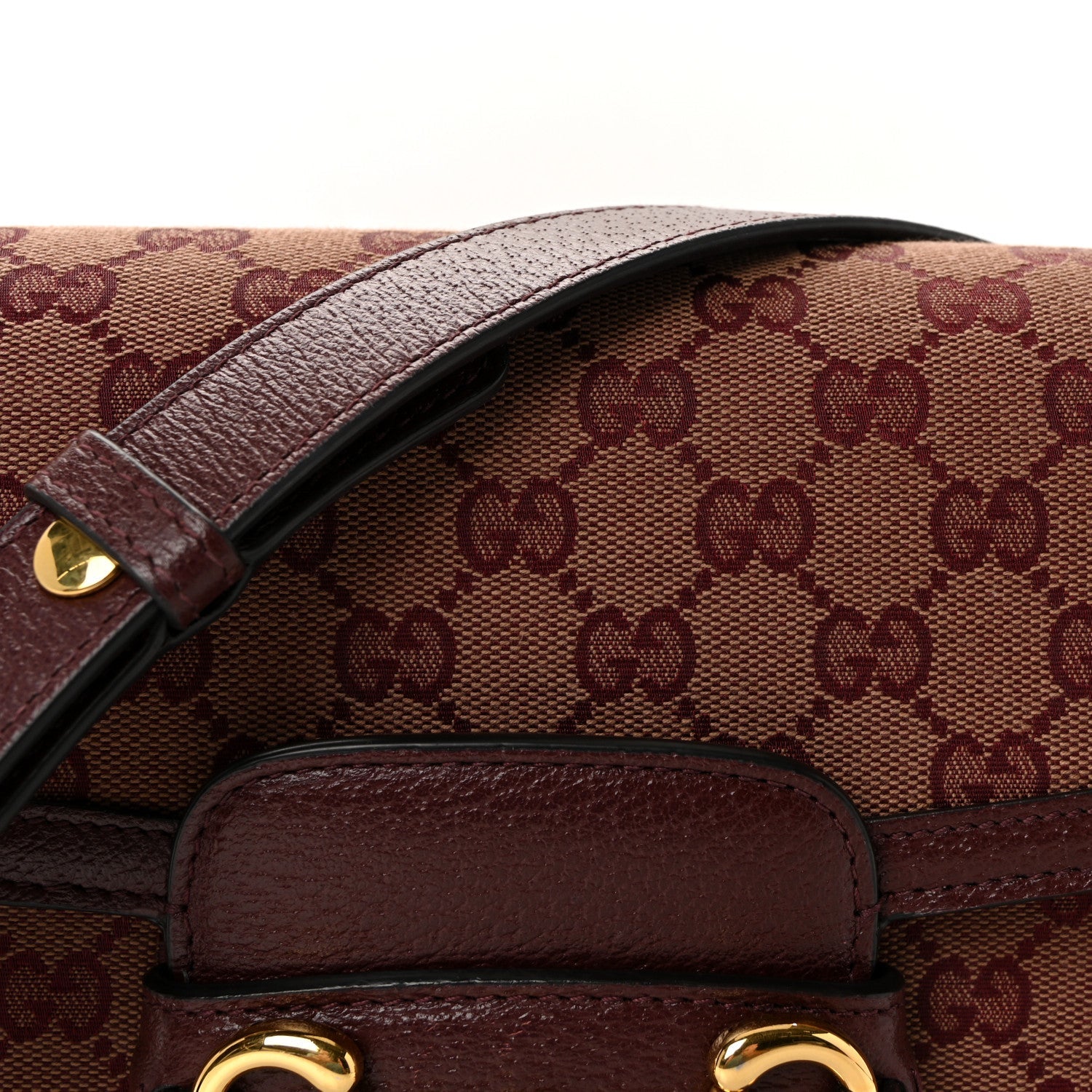 Monogram Textured Dollar Calfskin Horsebit 1955 Shoulder Bag Sahara Rubino Chardonnay
