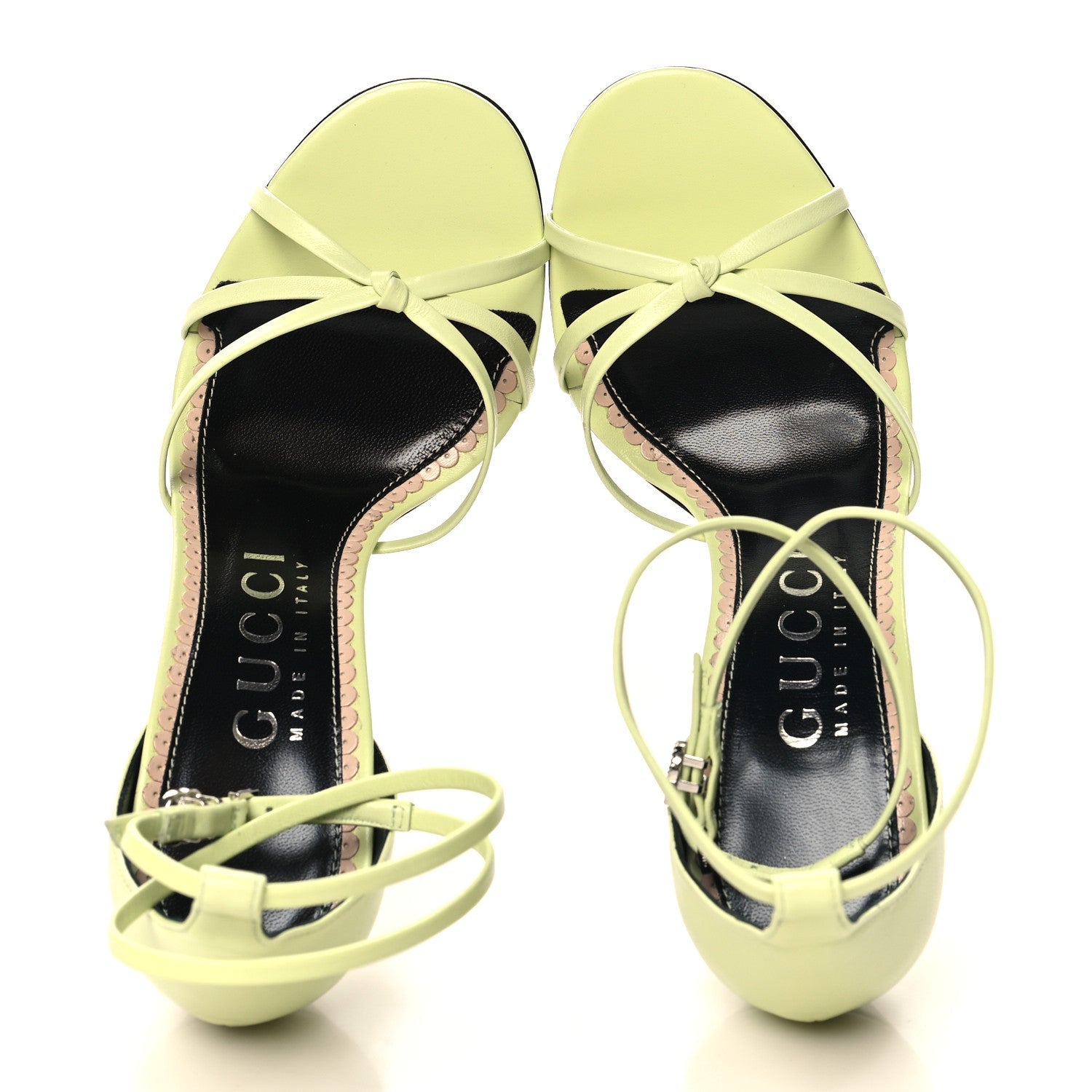Nappa Charlotte GG Ankle Strap High Heel Sandals 39 Pistachio Green