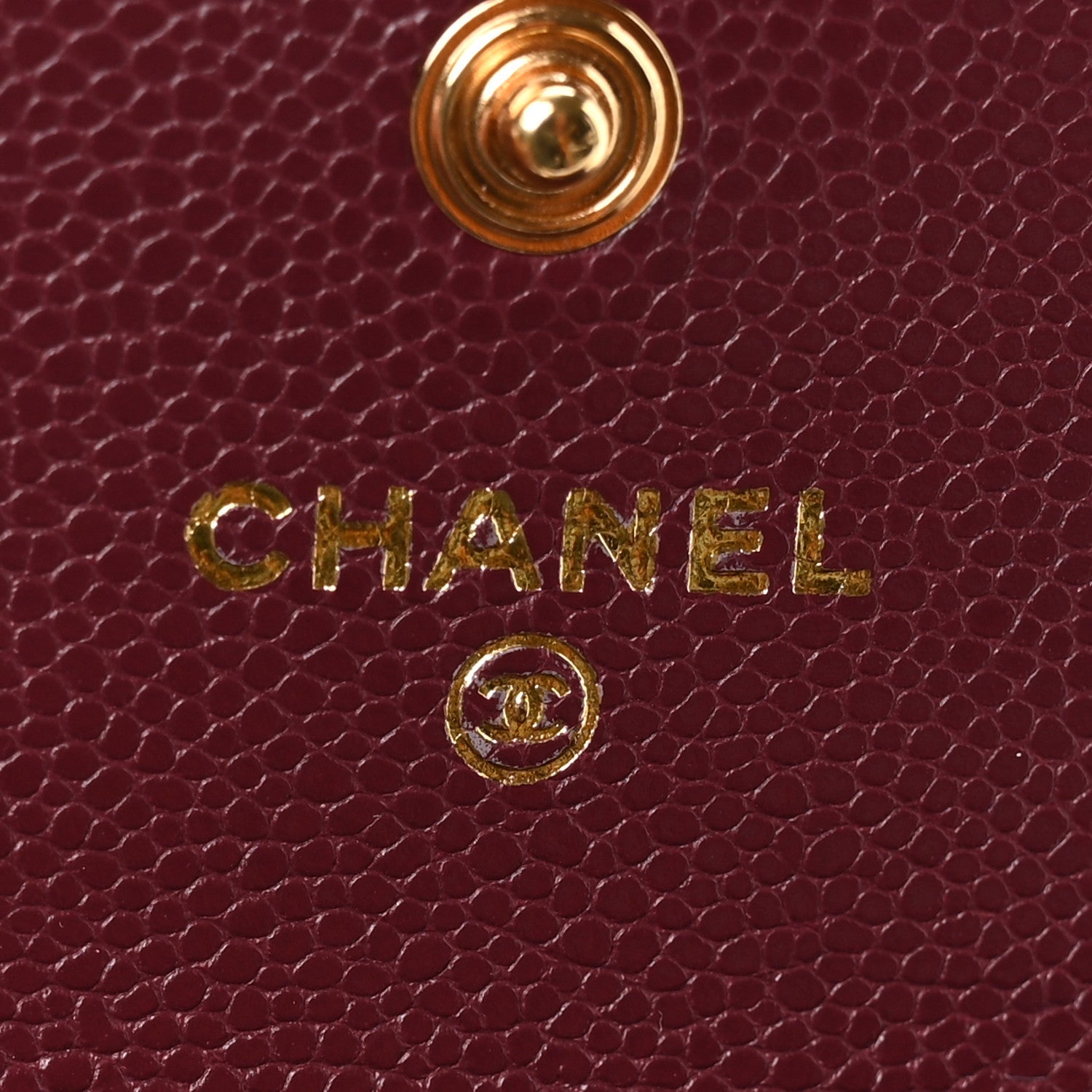 Caviar Flat Chevron Quilted Flap Card Holder Burgundy