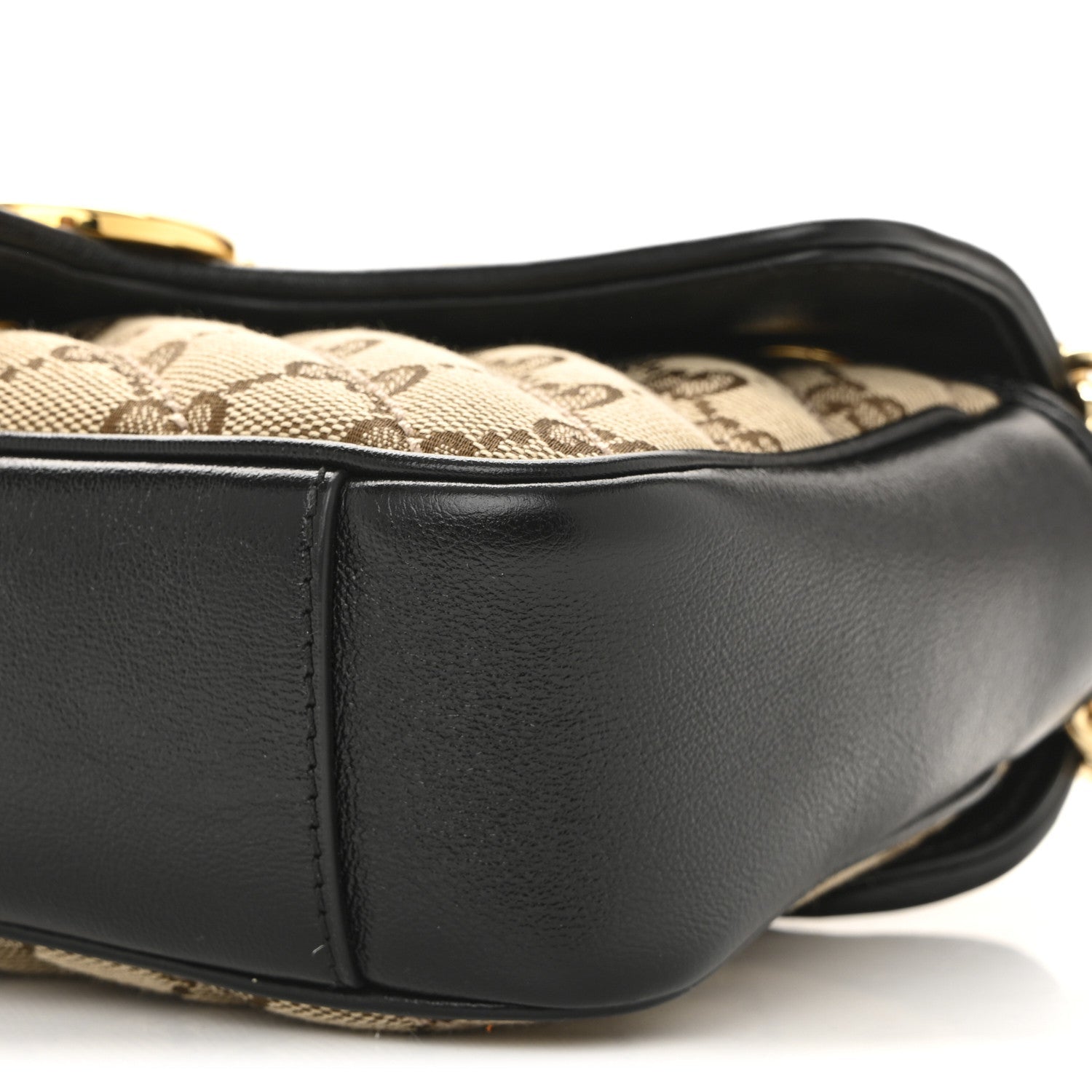 Monogram Matelasse Diagonal Mini GG Marmont Shoulder Bag Beige Black