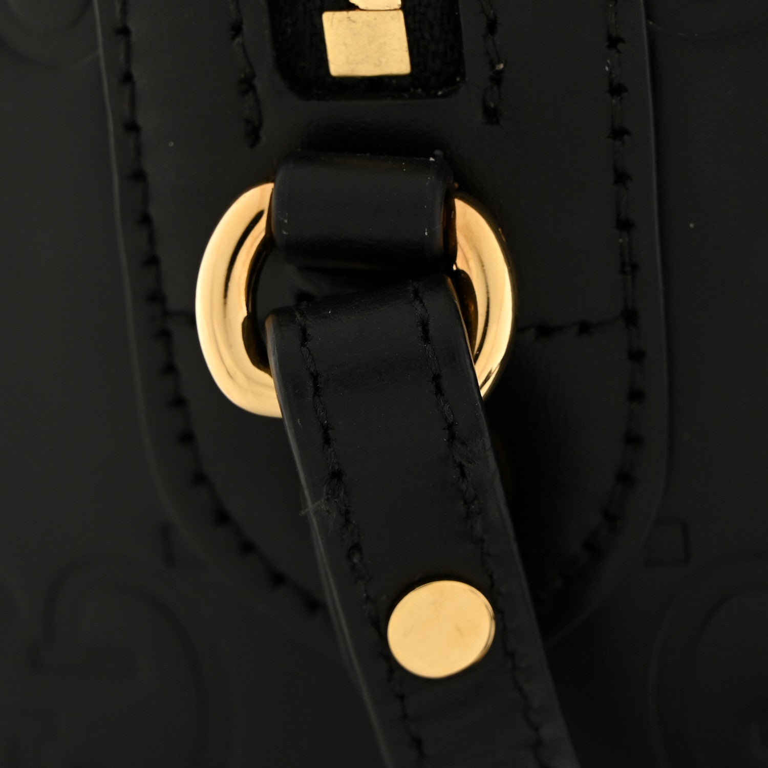 Calfskin Jumbo GG Embossed Super Mini Top Handle Bowler Bag Black