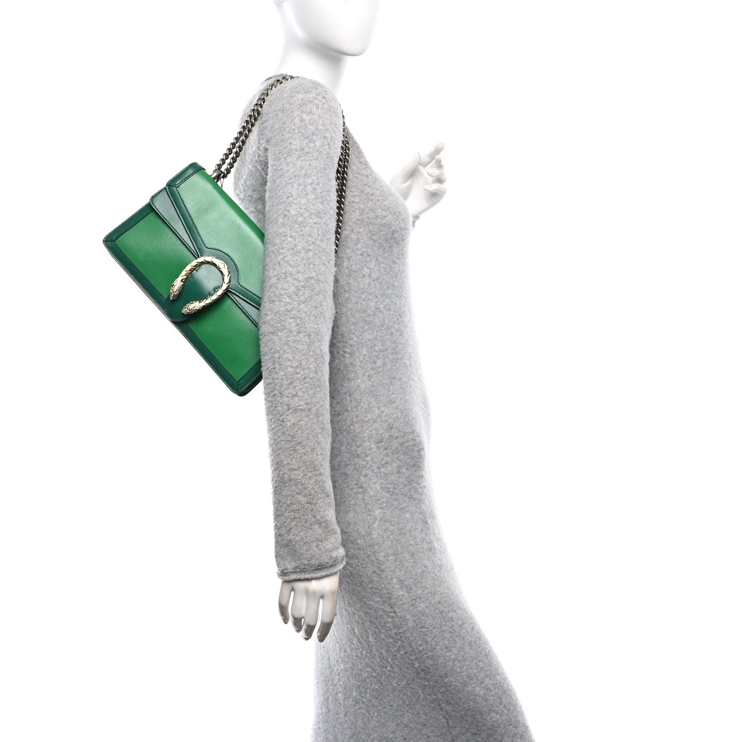 Azalea Calfskin Enamel Small Dionysus Shoulder Bag New Shamarock Emerald Off White