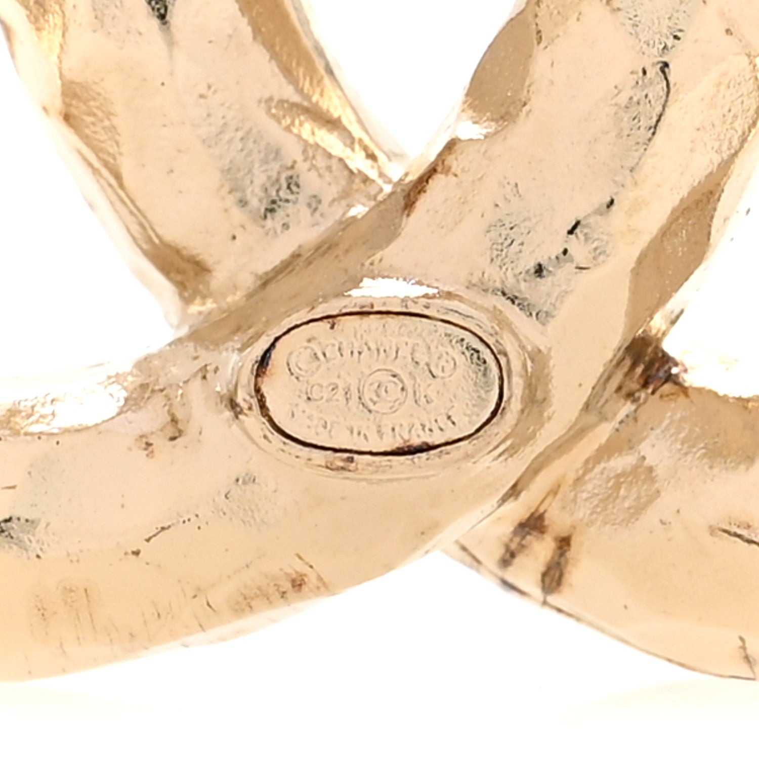 Textured Metal Crystal CC Brooch Light Gold