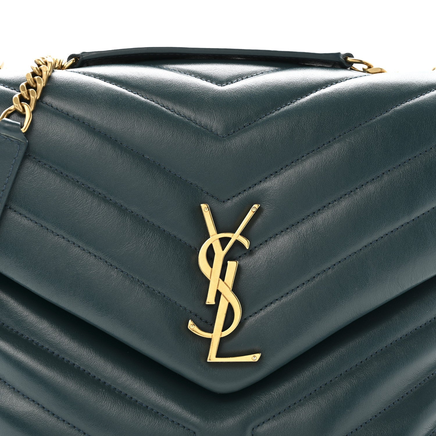 Calfskin Y Quilted Monogram Medium Loulou Chain Satchel Sea Turquoise