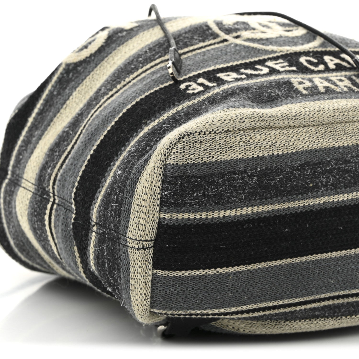Striped Canvas Large Deauville Backpack Gray Black