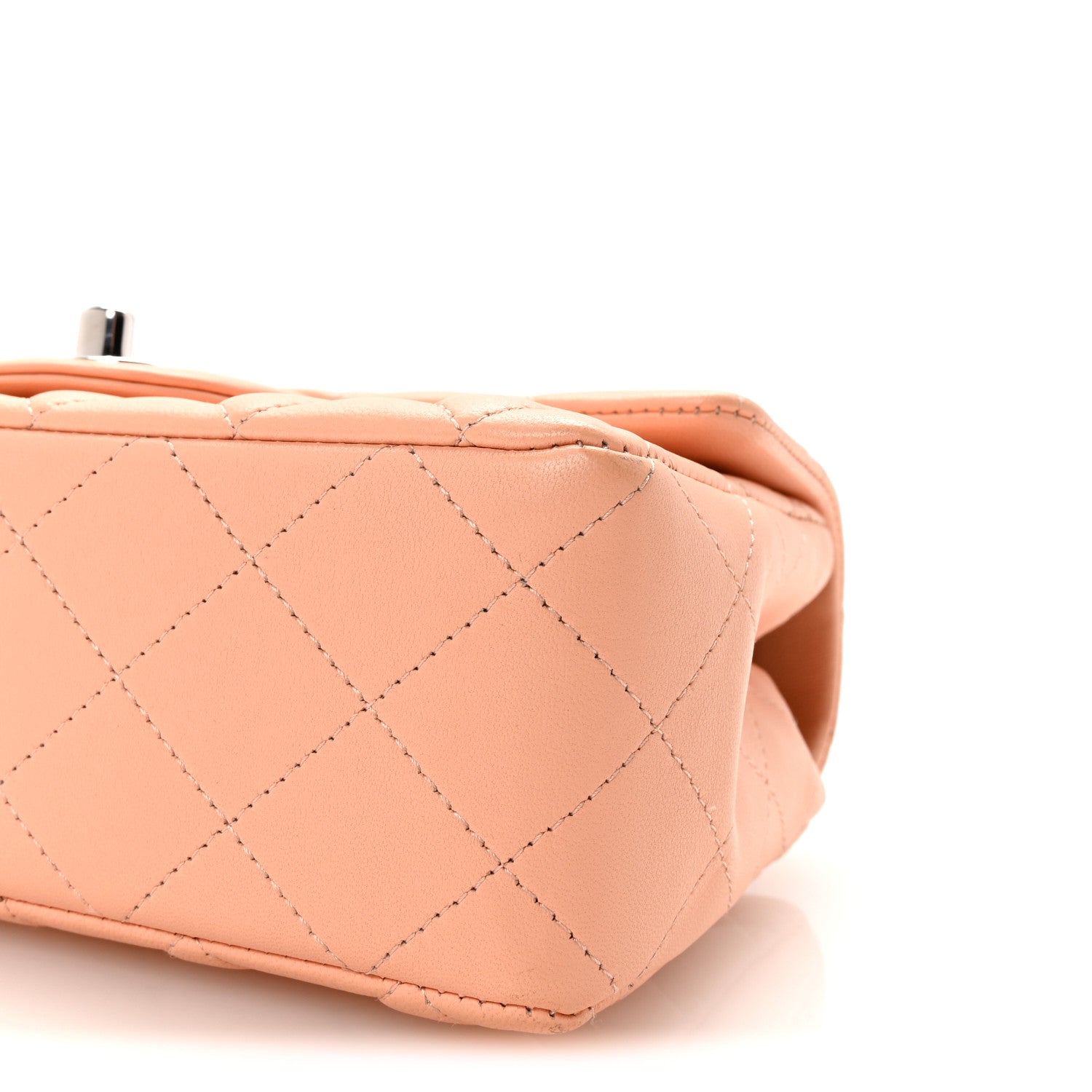 Lambskin Quilted Mini Rectangular Flap Light Pink