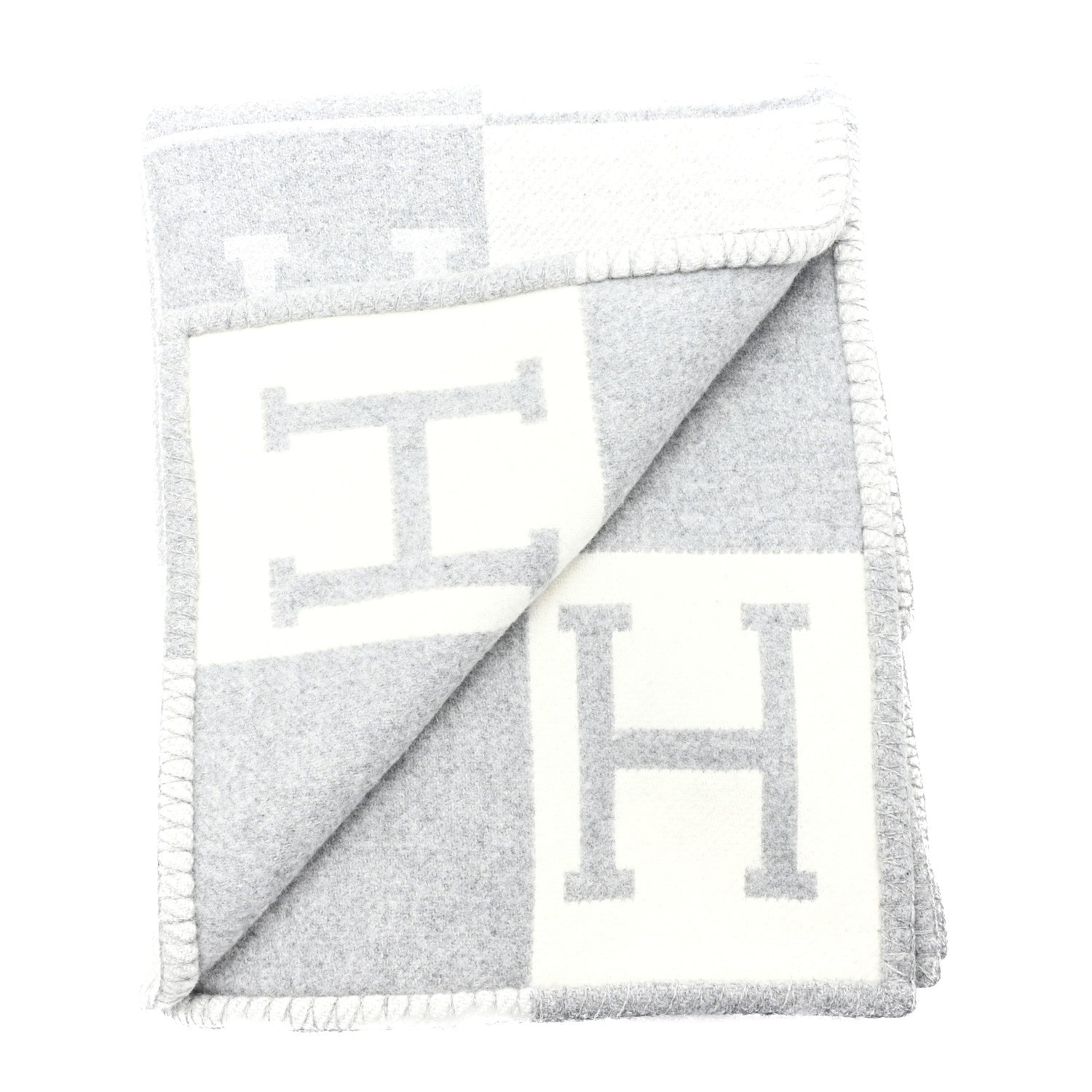 Wool Cashmere Avalon III Throw Blanket Ecru Gris Clair