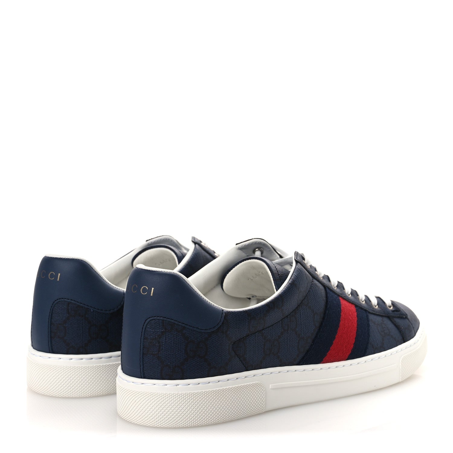 GG Supreme Monogram Web Mens New Ace Sneakers 8.5 Dark Blue
