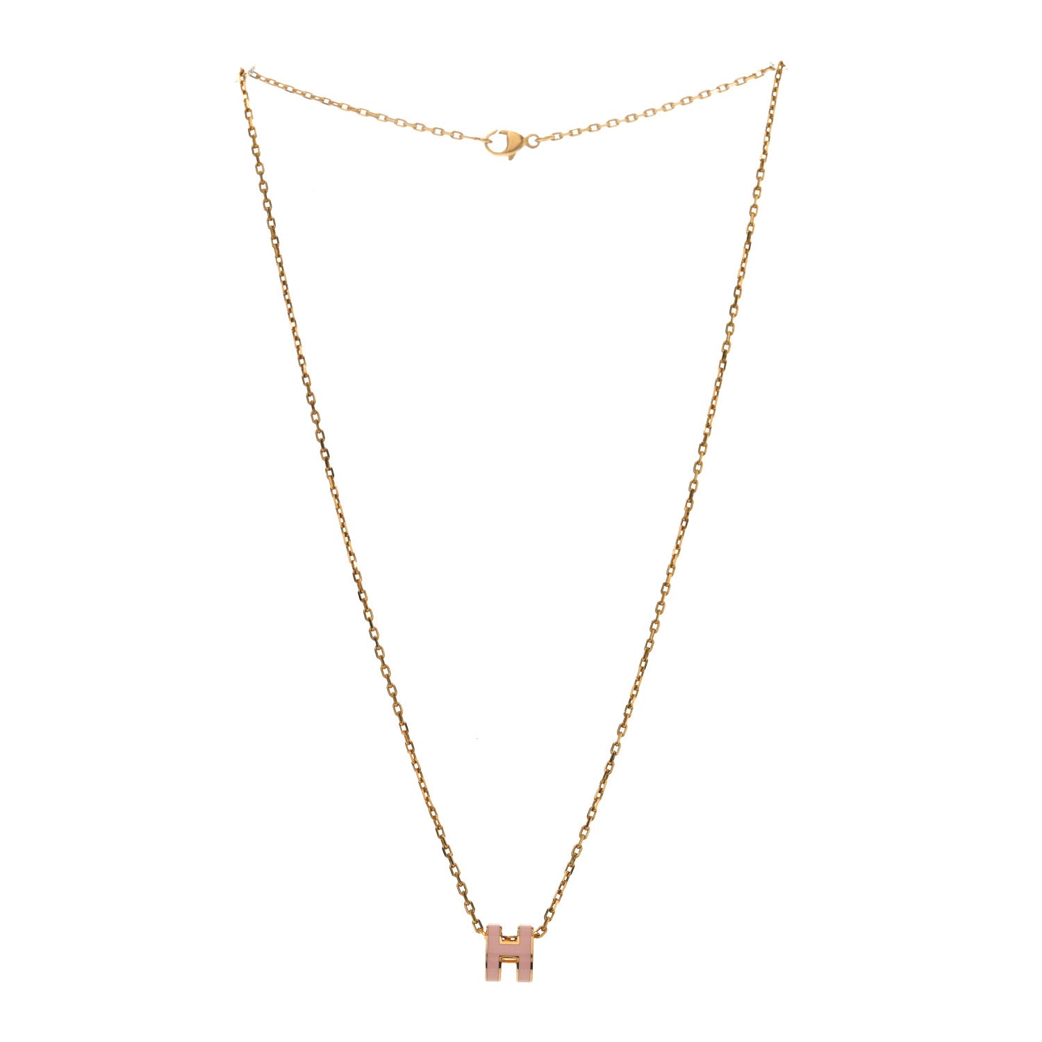 Lacquered Rose Gold Mini Pop H Pendant Necklace Rose Dragee