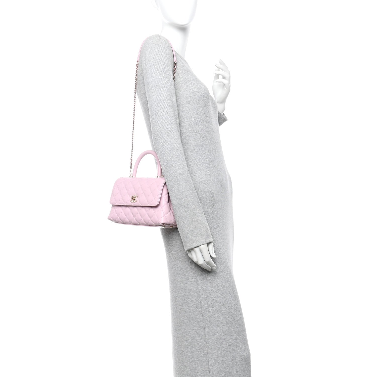 Caviar Quilted Mini Coco Handle Flap Light Pink
