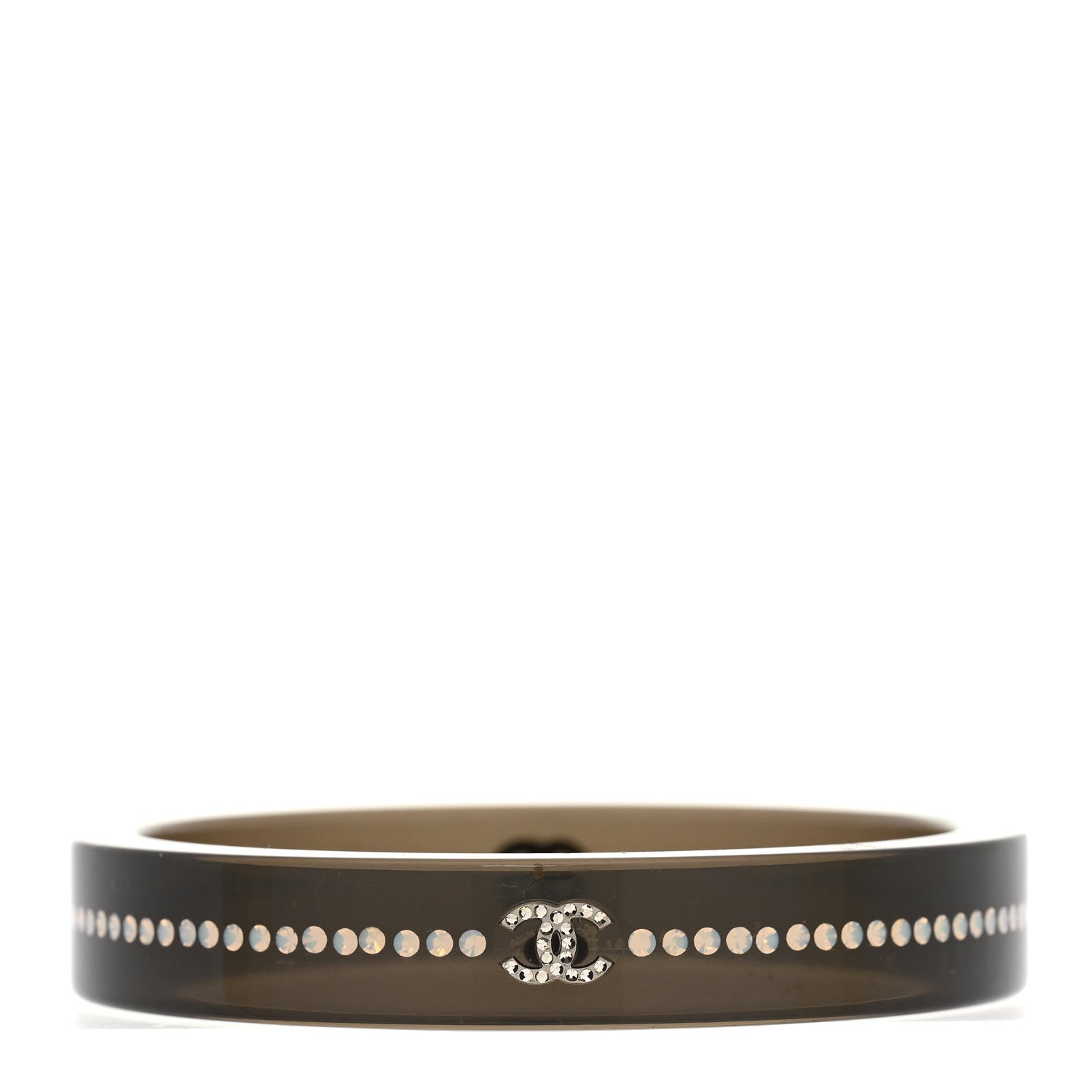 Resin Crystal CC Bangle Bracelet Black
