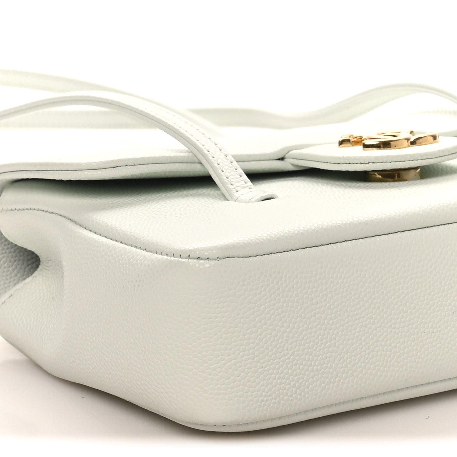 Shiny Caviar Mini Preppy Coco Shoulder Bag Light Blue