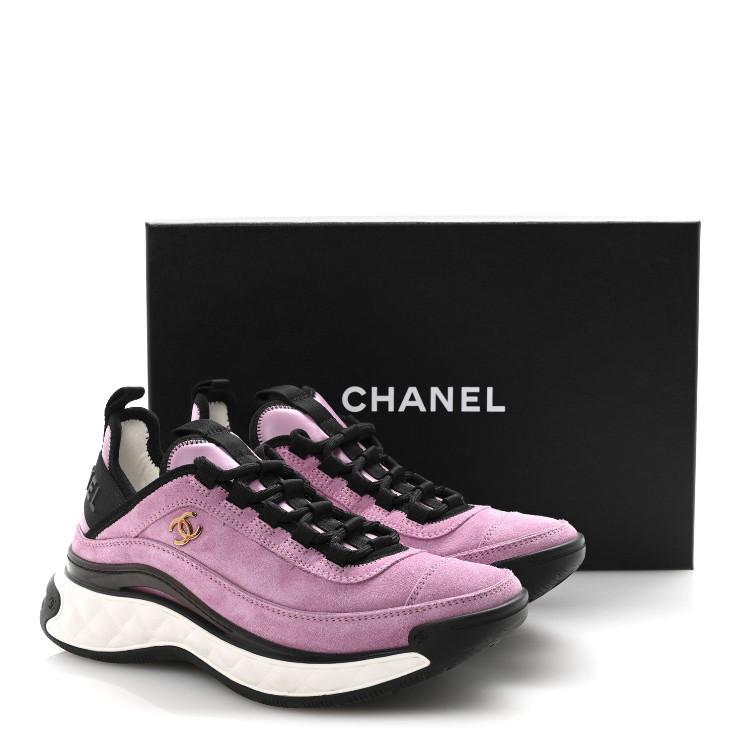 Suede Calfskin Nylon Grosgrain CC Sneakers 36.5 Dark Pink