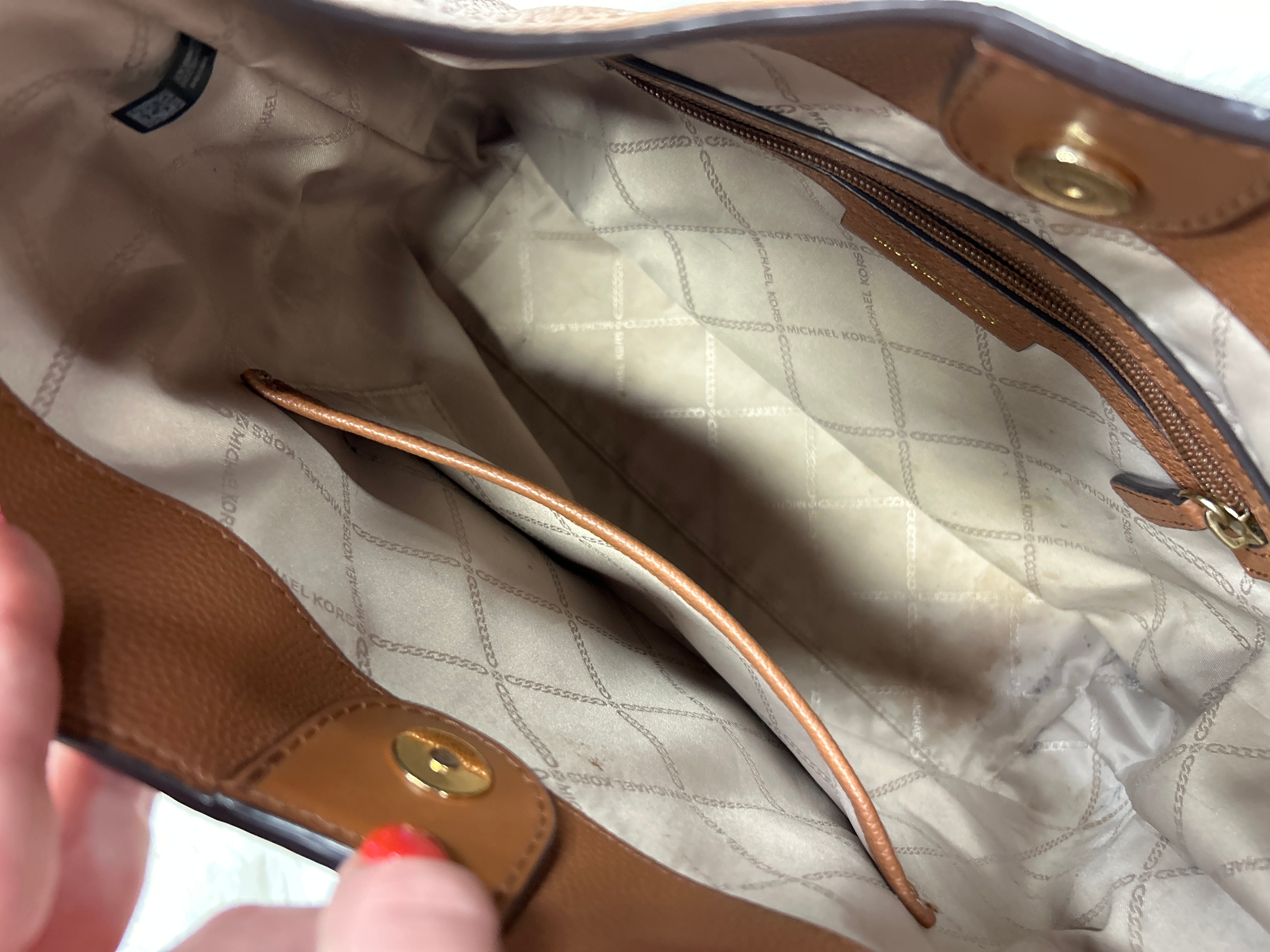 Handbag Designer By Michael Kors In Brown, Size:Large