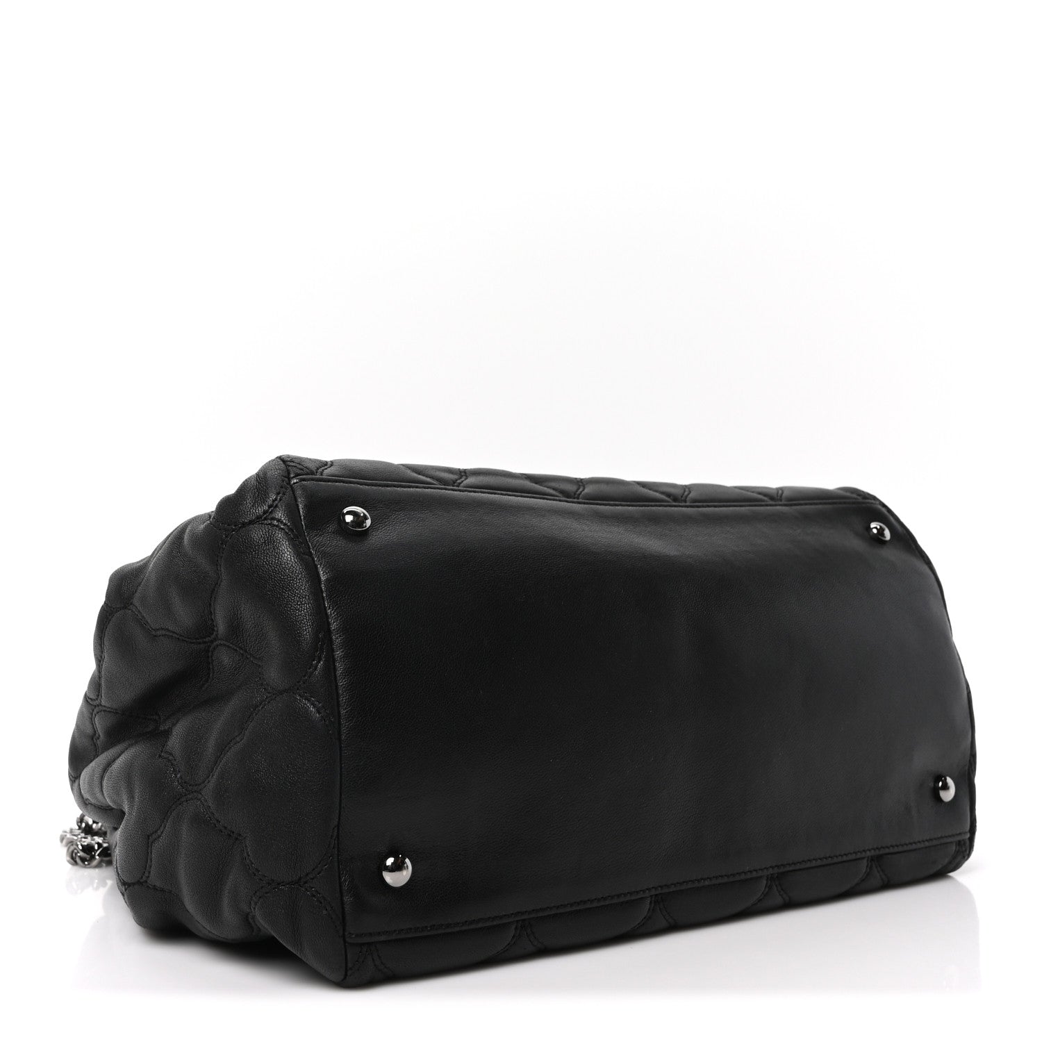 Lambskin Cells Accordion Tote Black