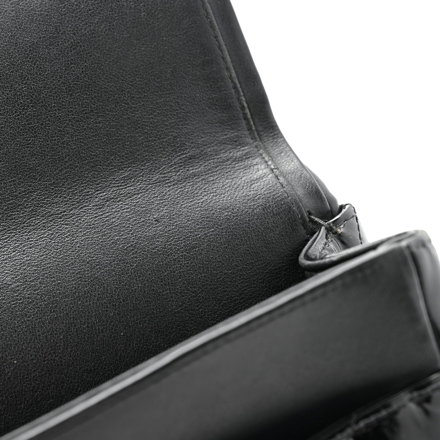 Patent Quilted Jumbo Double Flap Black