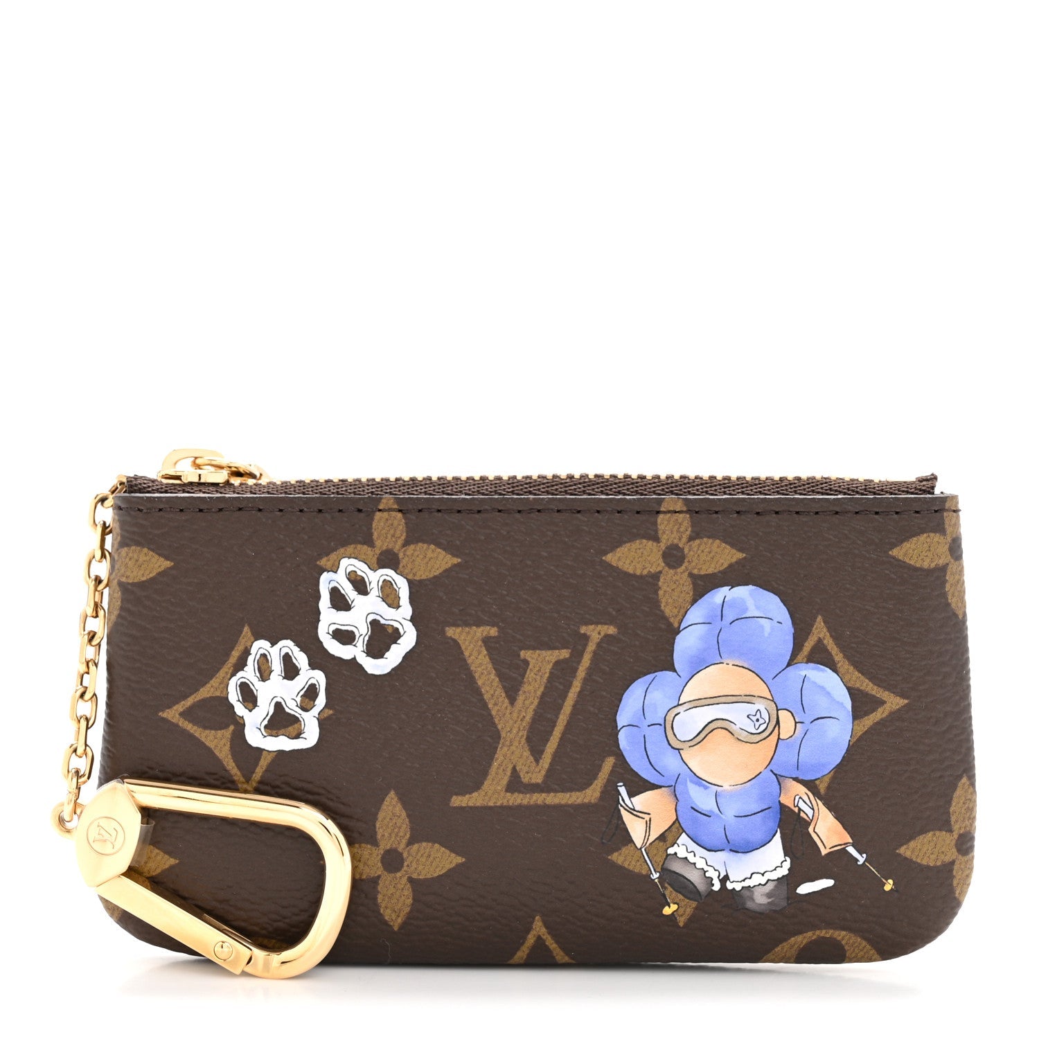 Monogram 2025 Christmas Animation Vivienne Paw Print Key Pouch Blue Frost