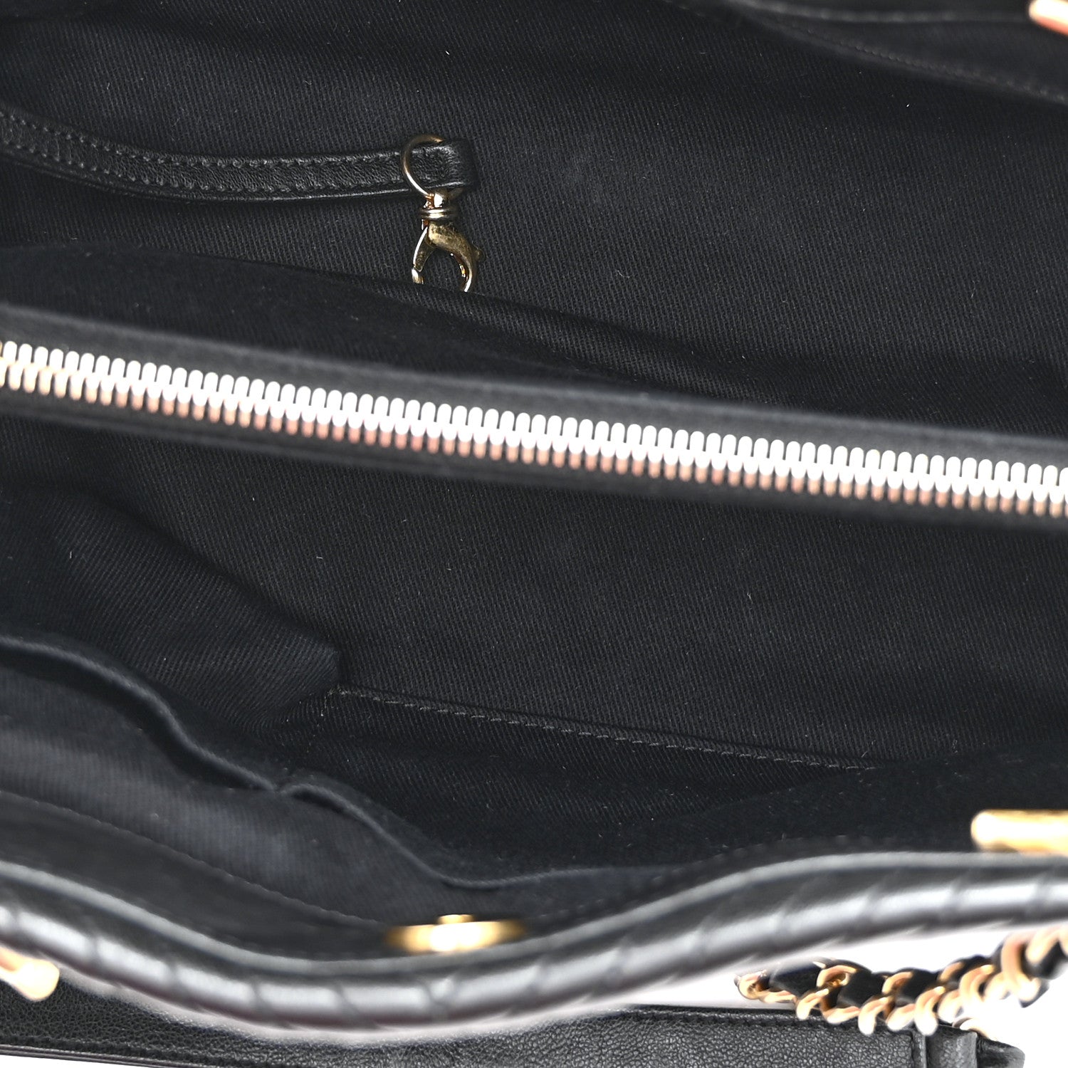 Wrinkled Lambskin Chevron Quilted Surpique Tote Black