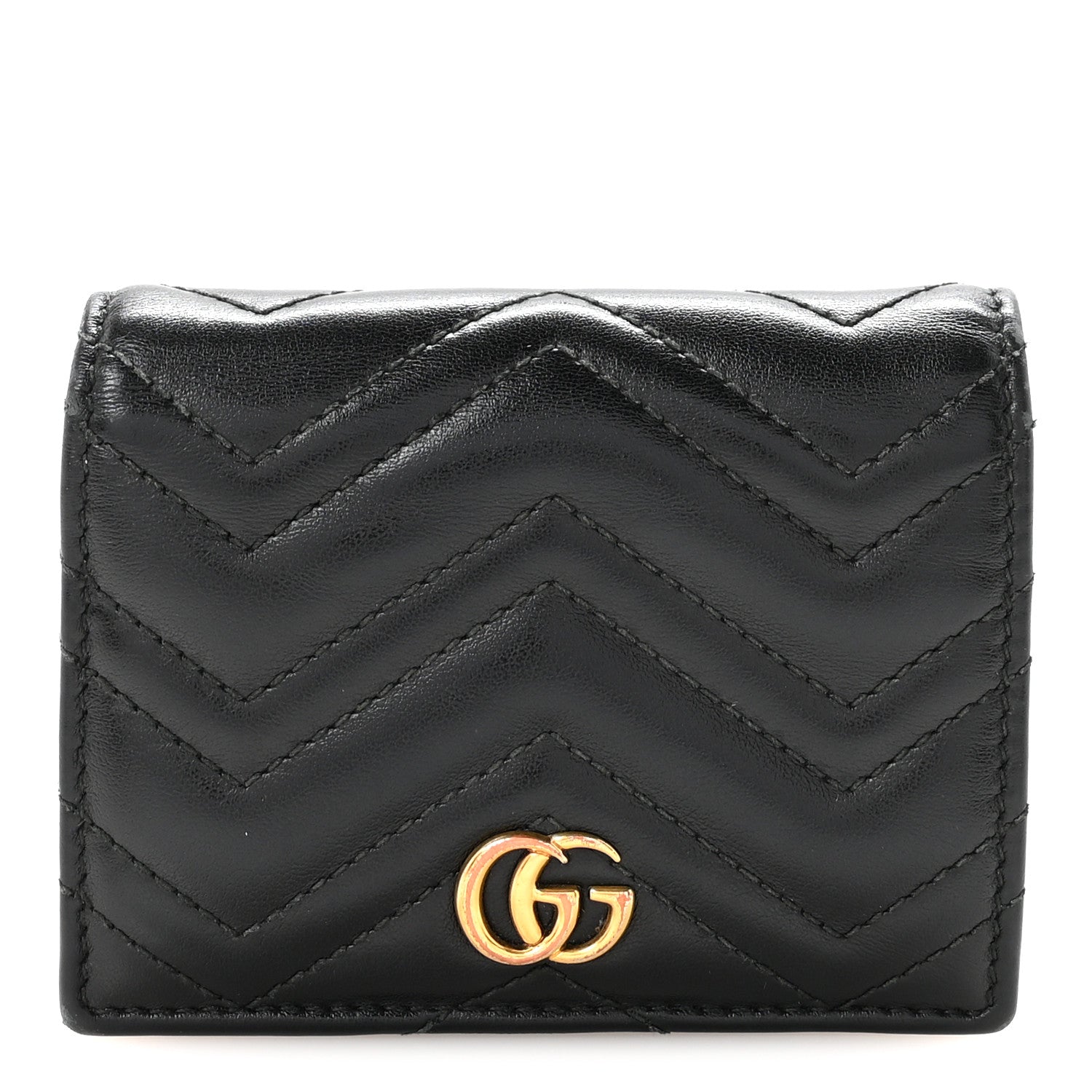 Calfskin Matelasse GG Marmont Card Case Wallet Black
