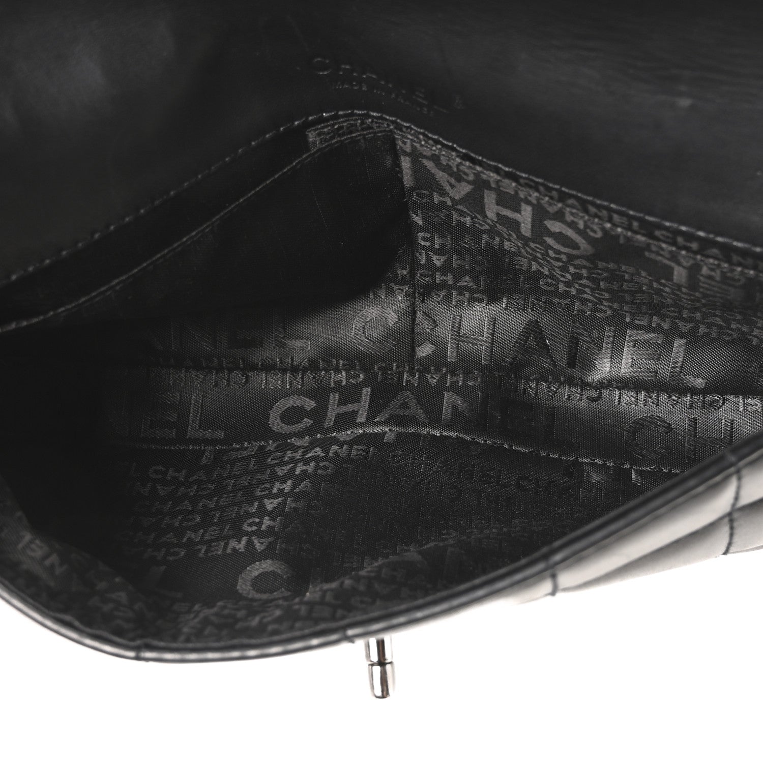 Lambskin Chocolate Bar Quilted Lambskin 3 Chain Flap Black