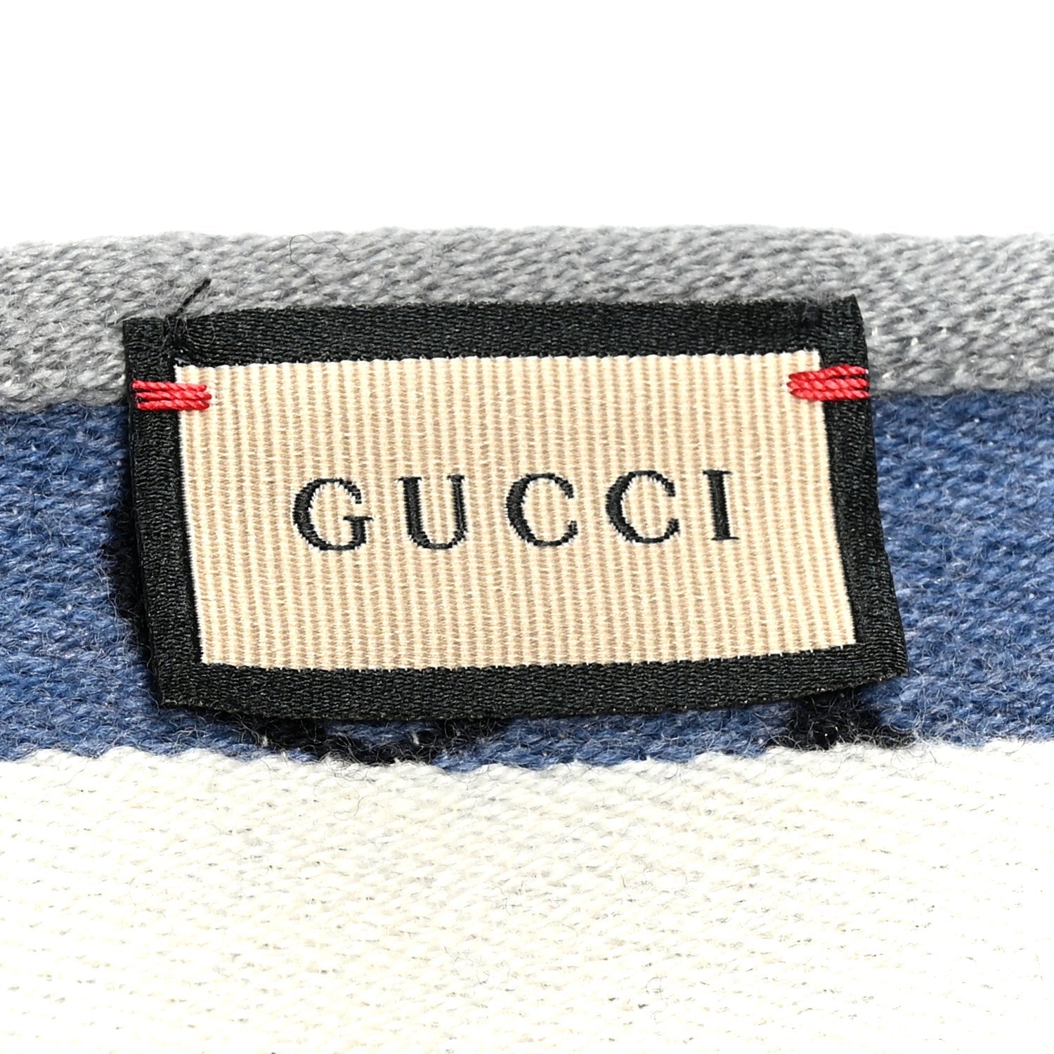 Wool Cotton Logo Wood Stripes Scarf Sky Blue