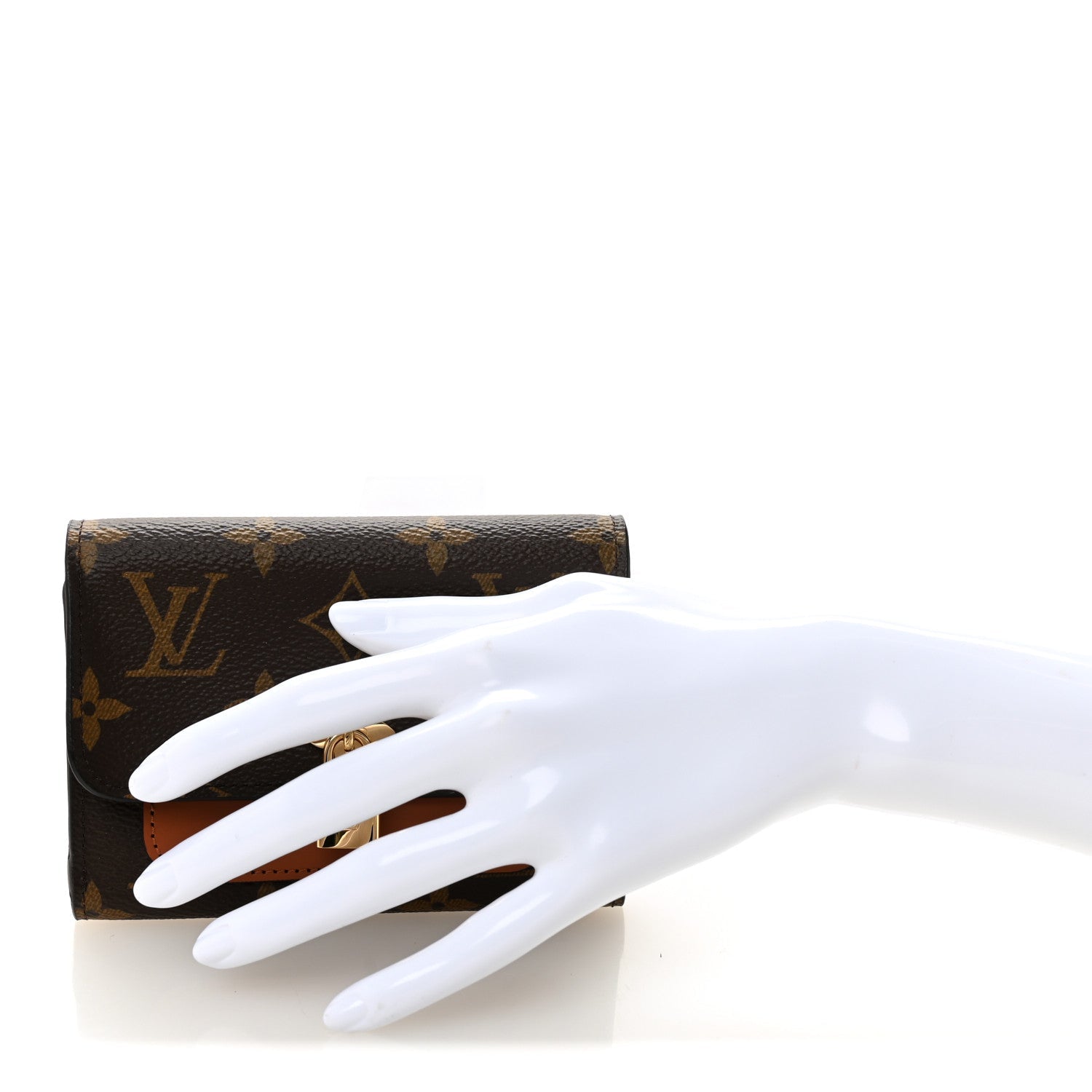 Monogram Flower Lock Compact Wallet Caramel