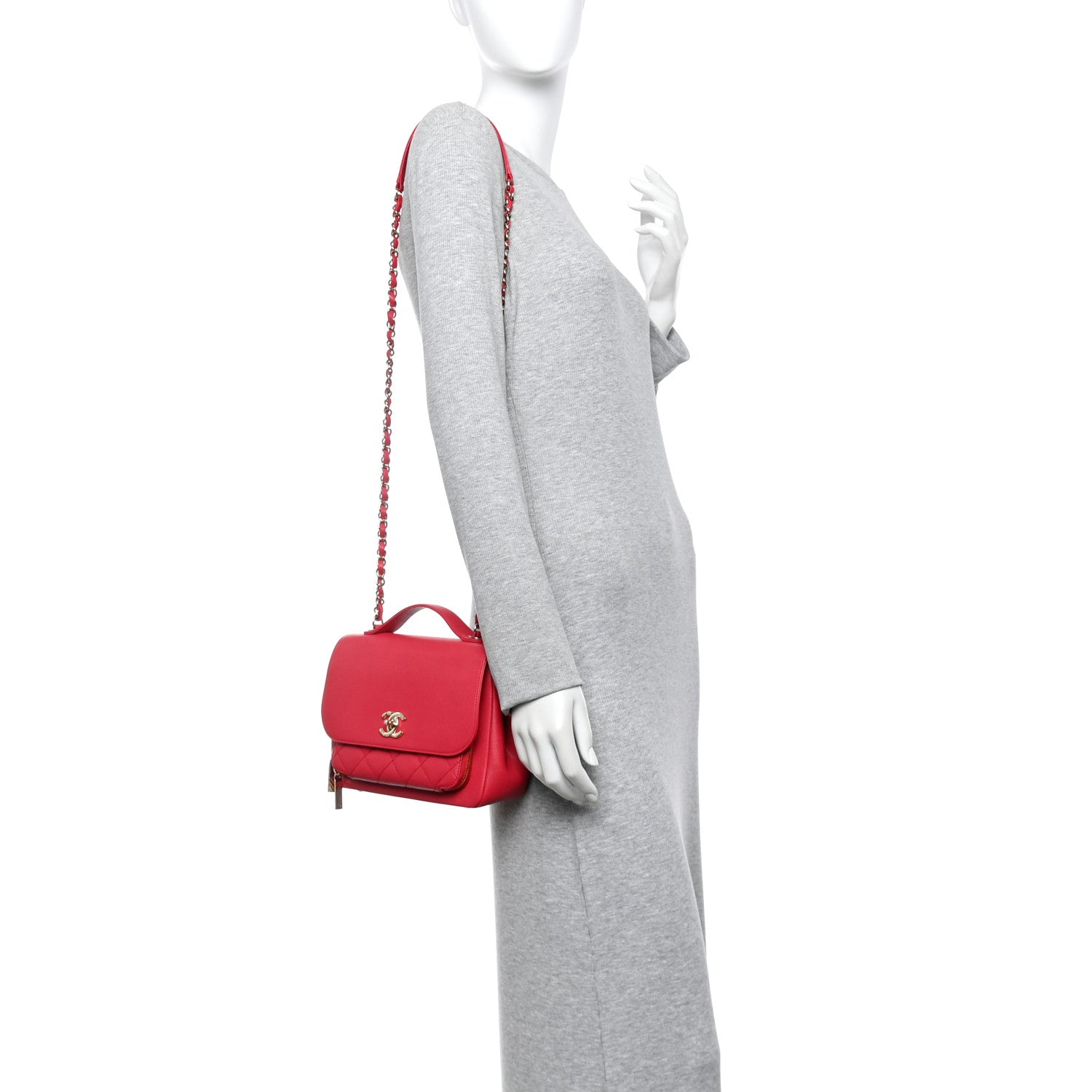 Caviar Quilted Medium Business Affinity Flap Red