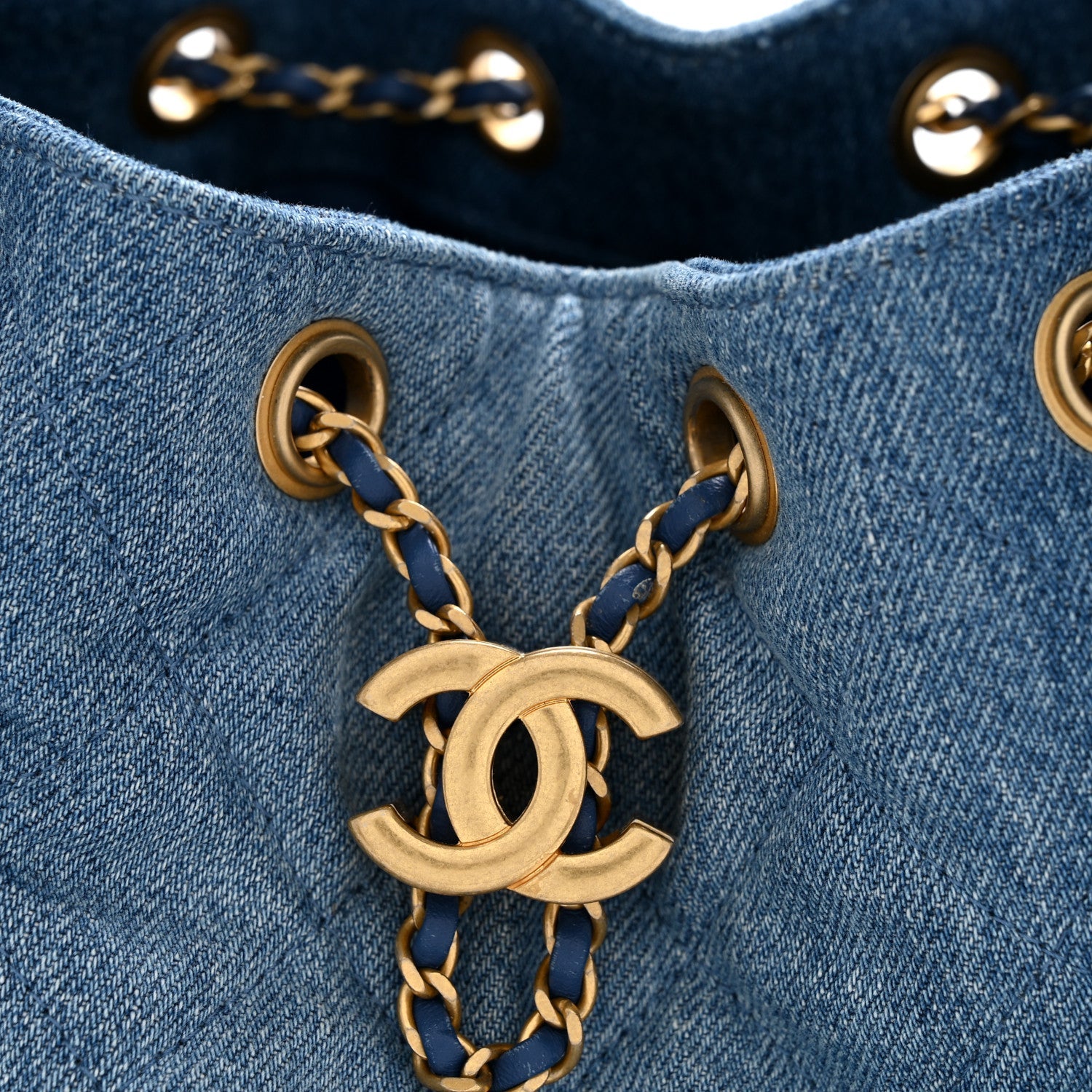 Washed Denim Quilted Small Chanel 25 Handbag Blue