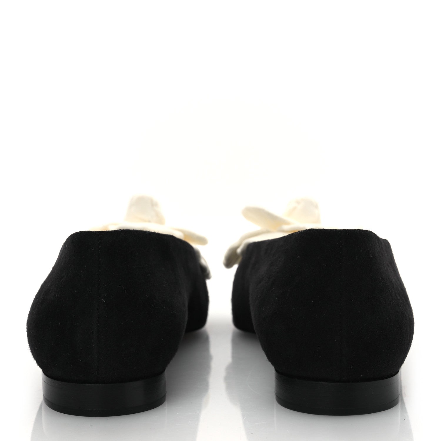 Suede Patent Cap Toe Camellia Ballerina Flats 36.5 Black White