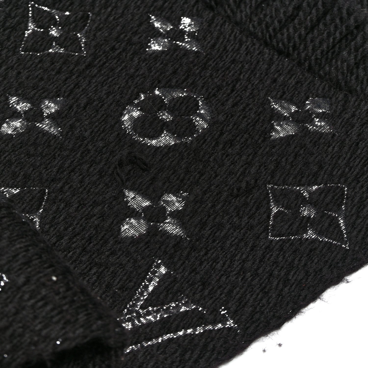 Wool Silk Logomania Shine Scarf Black