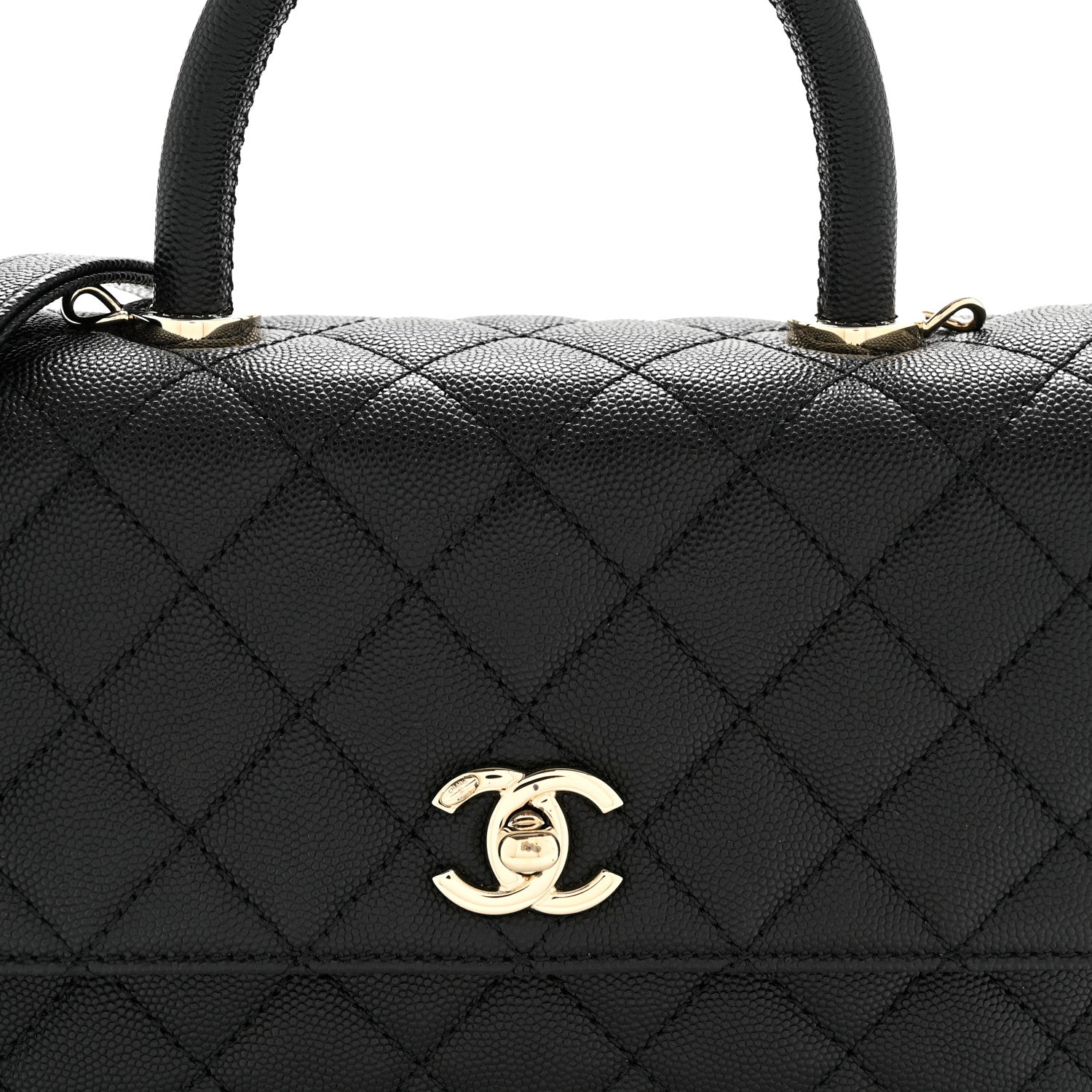Caviar Quilted Mini Coco Handle Flap Black
