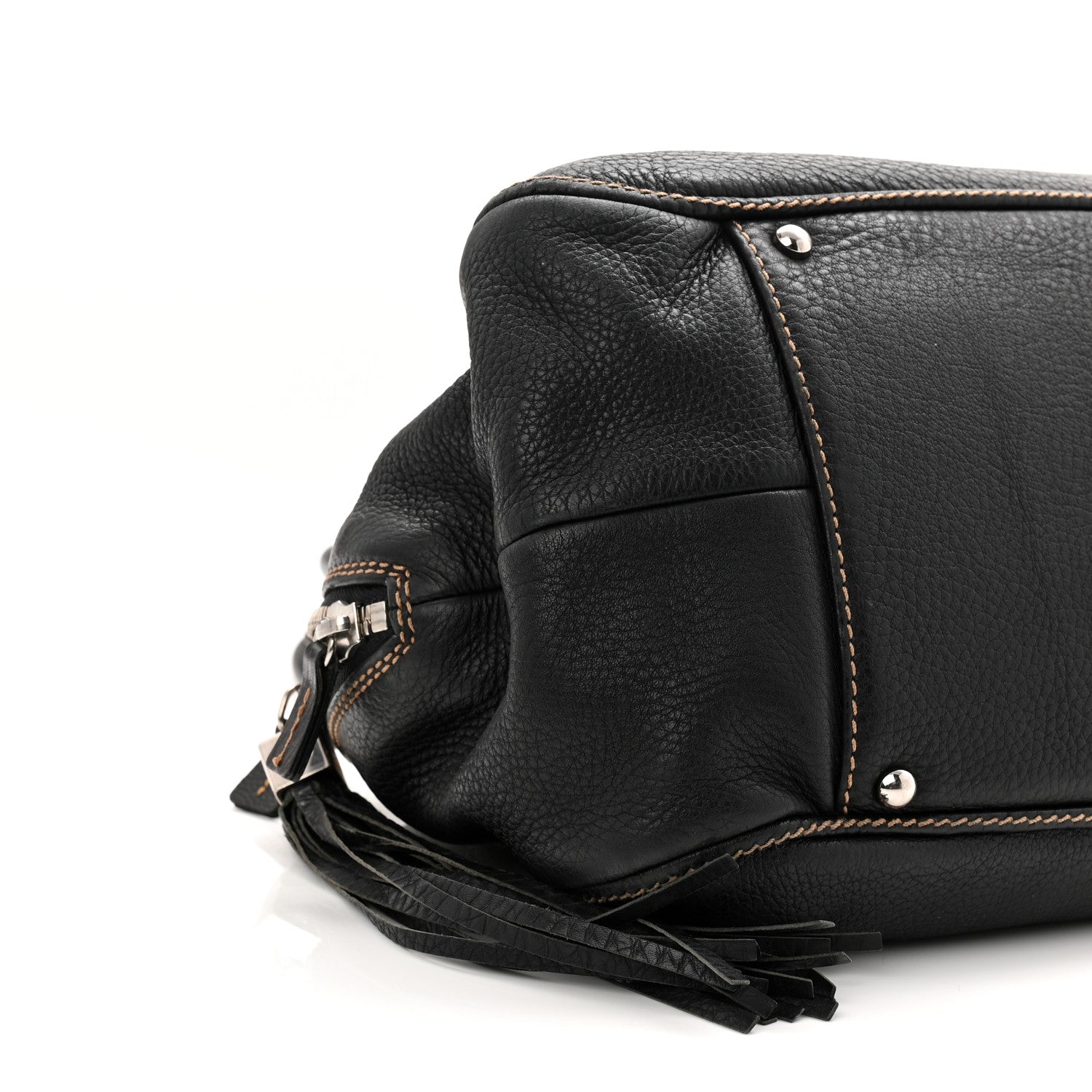 Calfskin Large Tassel Bowler Black