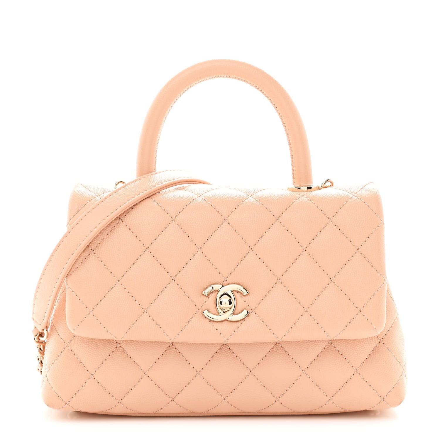 Caviar Quilted Mini Coco Handle Flap Light Pink