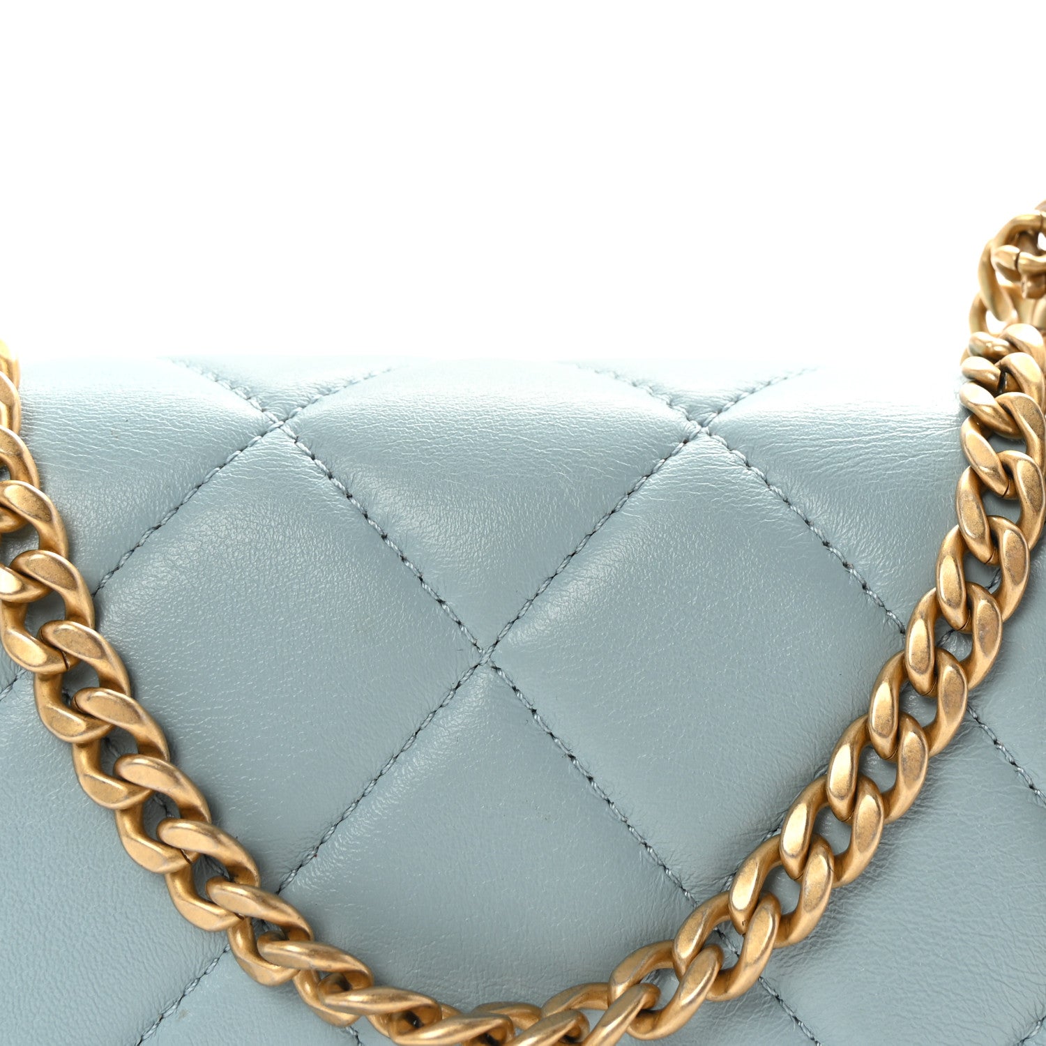 Lambskin Enamel Quilted Mini Pending CC Square Flap Light Blue