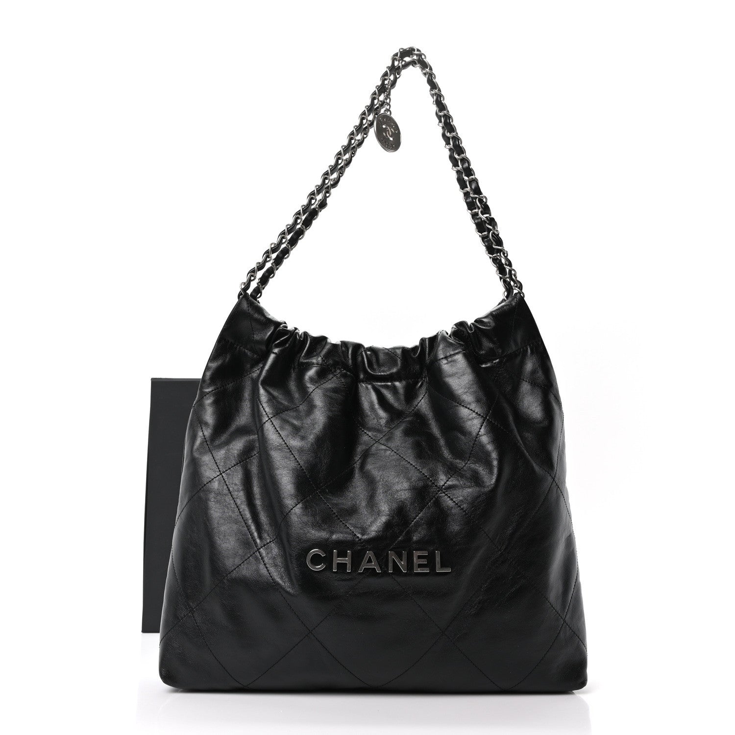 Shiny Calfskin Quilted Chanel 22 Black