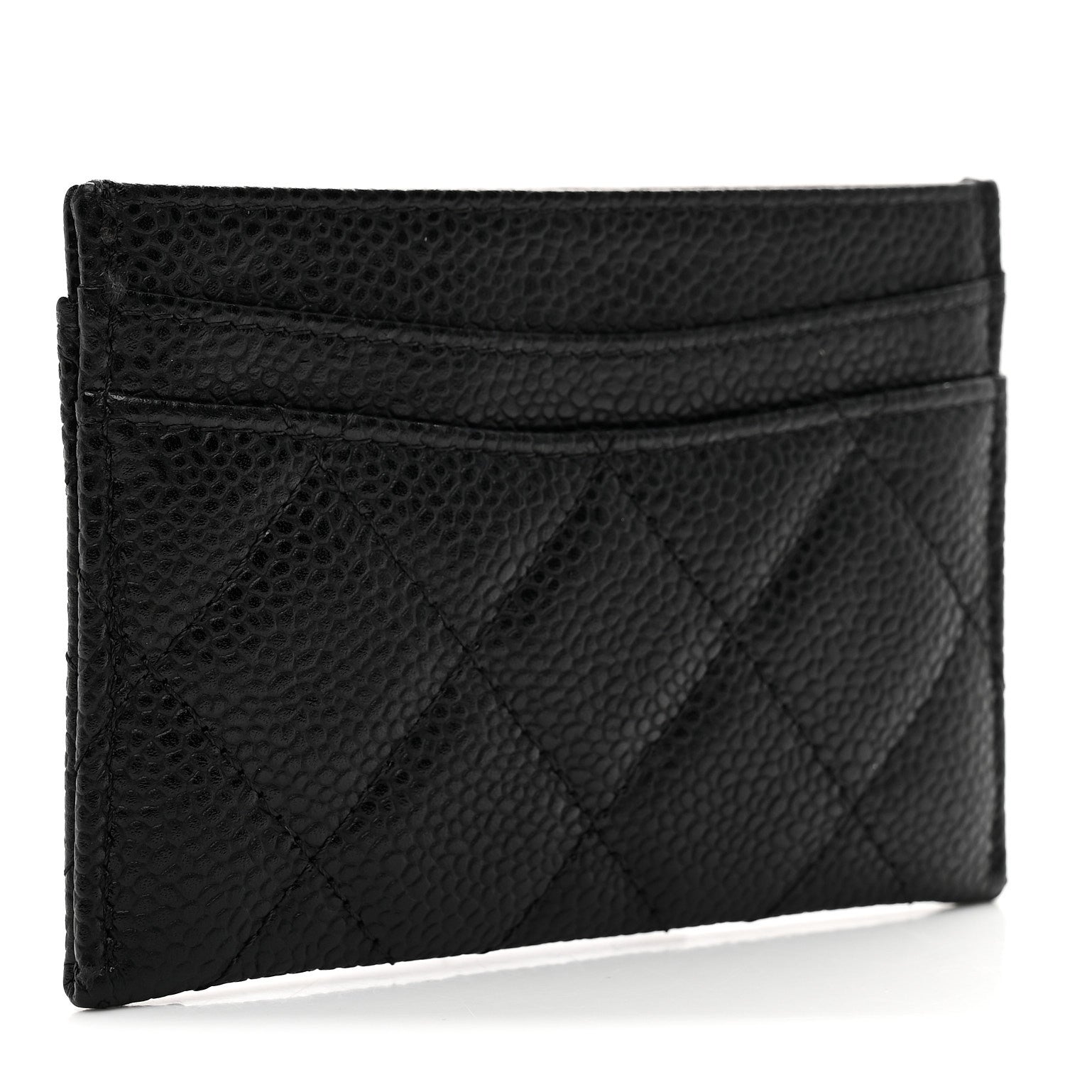 Caviar Quilted Card Holder Black