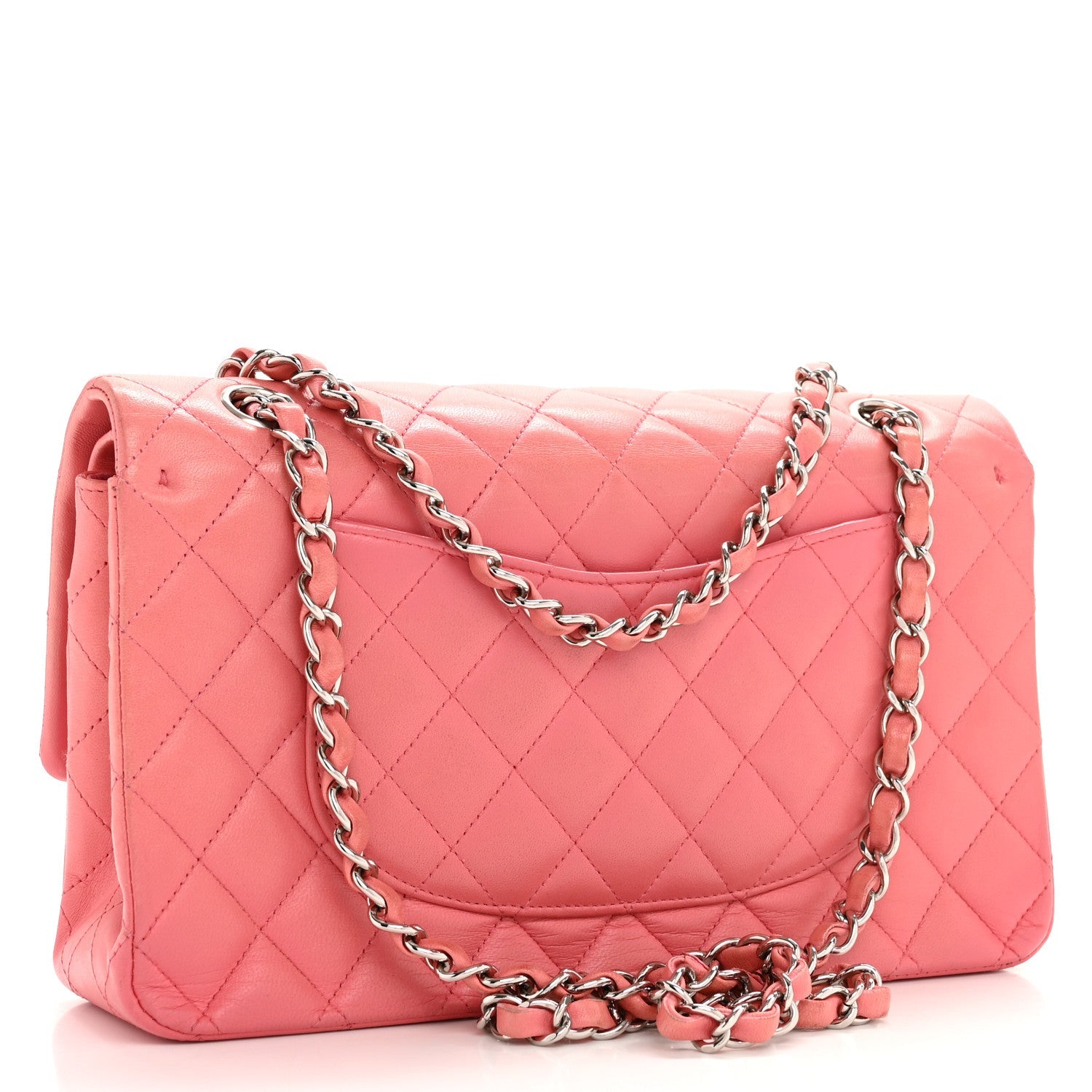 Lambskin Quilted Medium Double Flap Pink