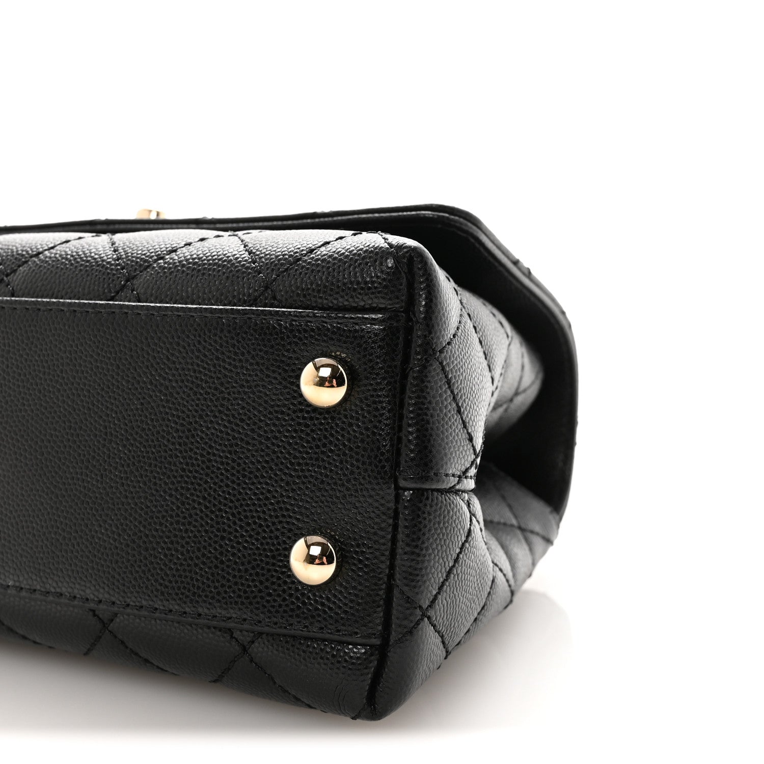 Caviar Lizard Embossed Quilted Mini Coco Handle Flap Black
