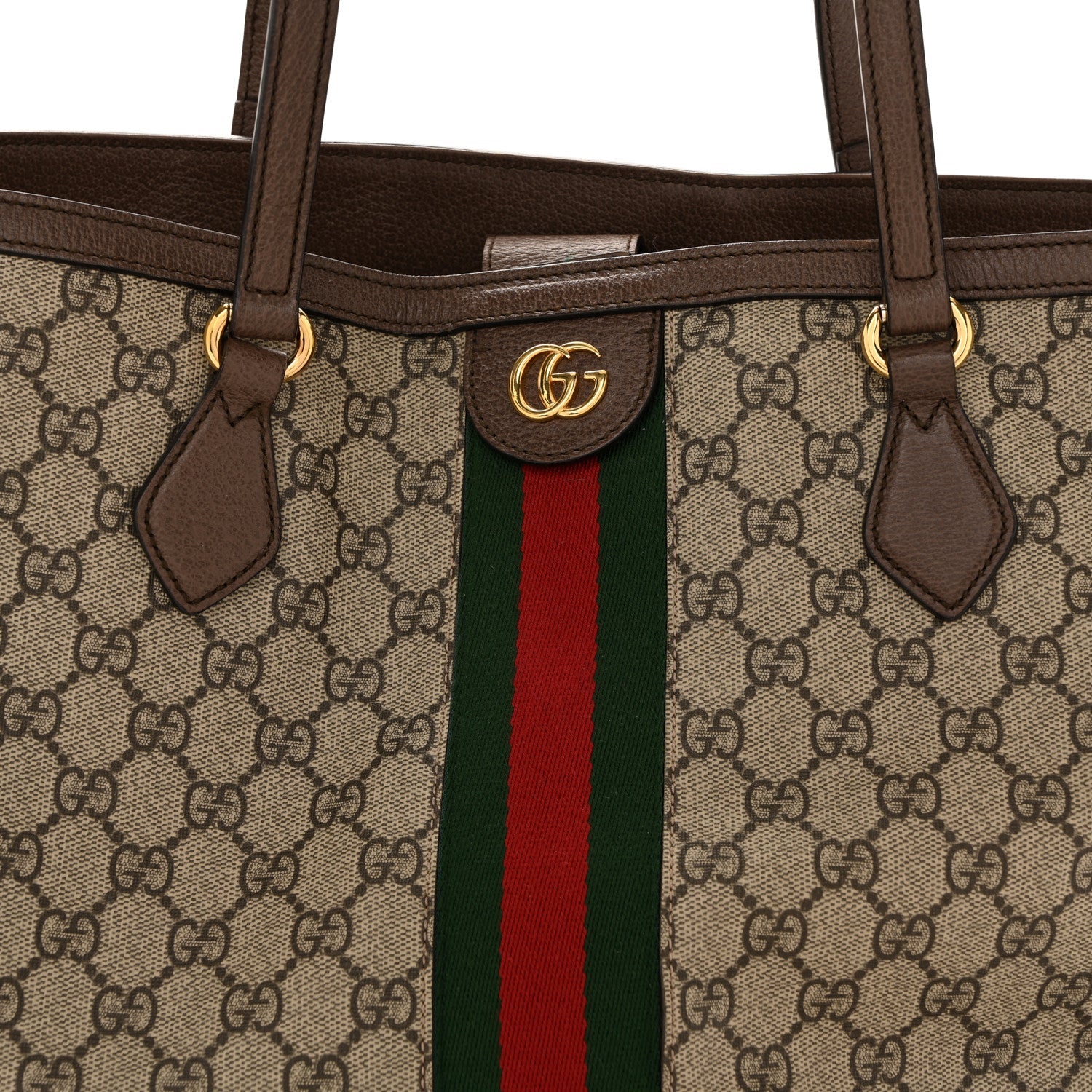 GG Supreme Monogram Medium Ophidia Shopping Tote Brown