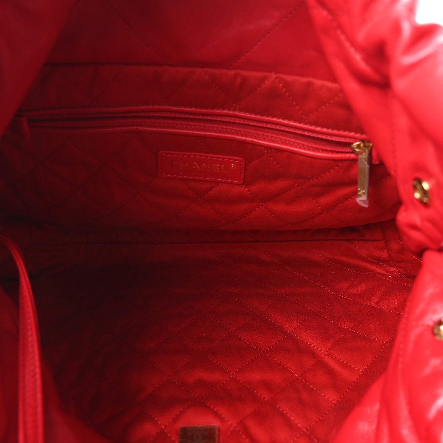 Shiny Calfskin Quilted Small Chanel 22 Red
