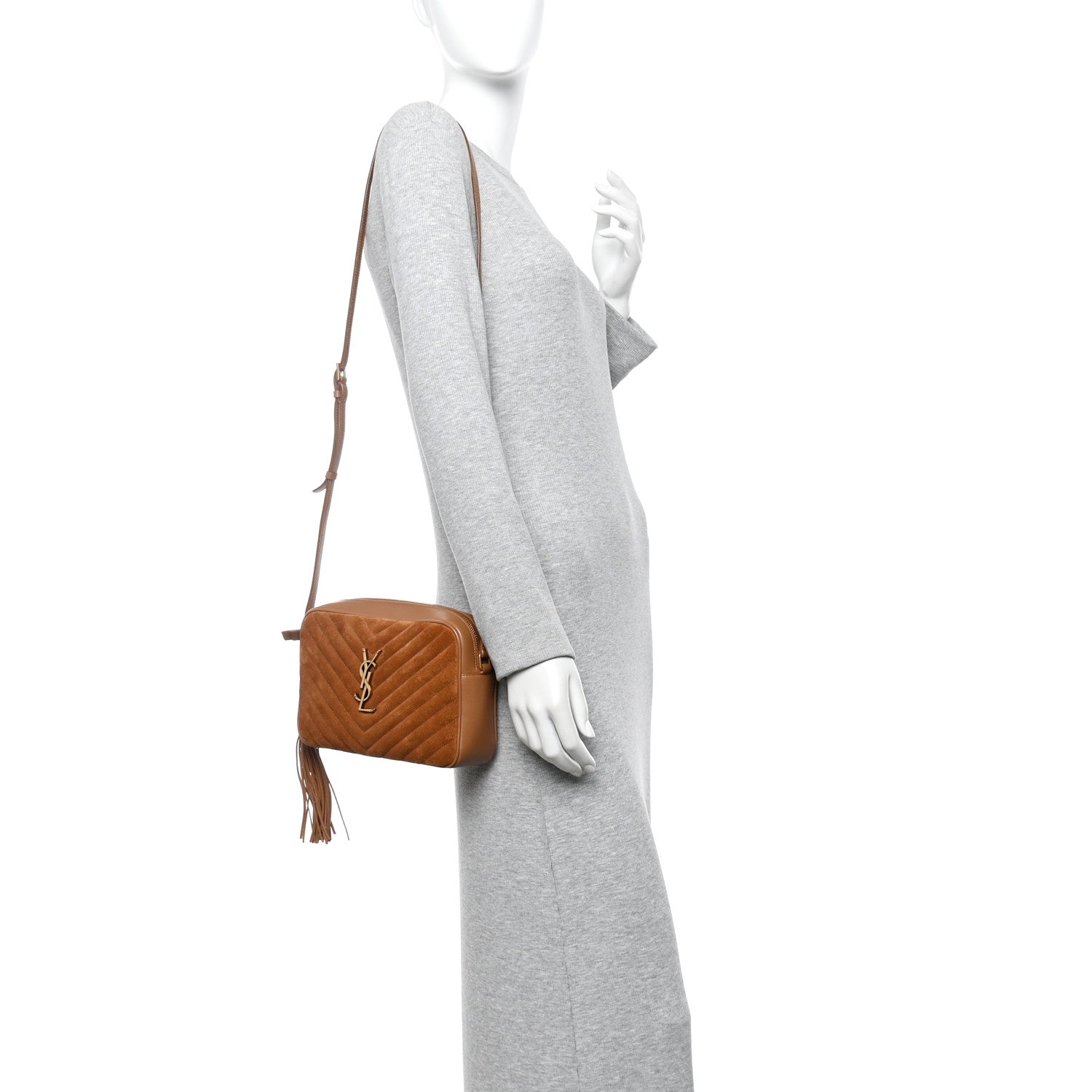 Suede Matelasse Monogram Lou Camera Bag Cinnamon