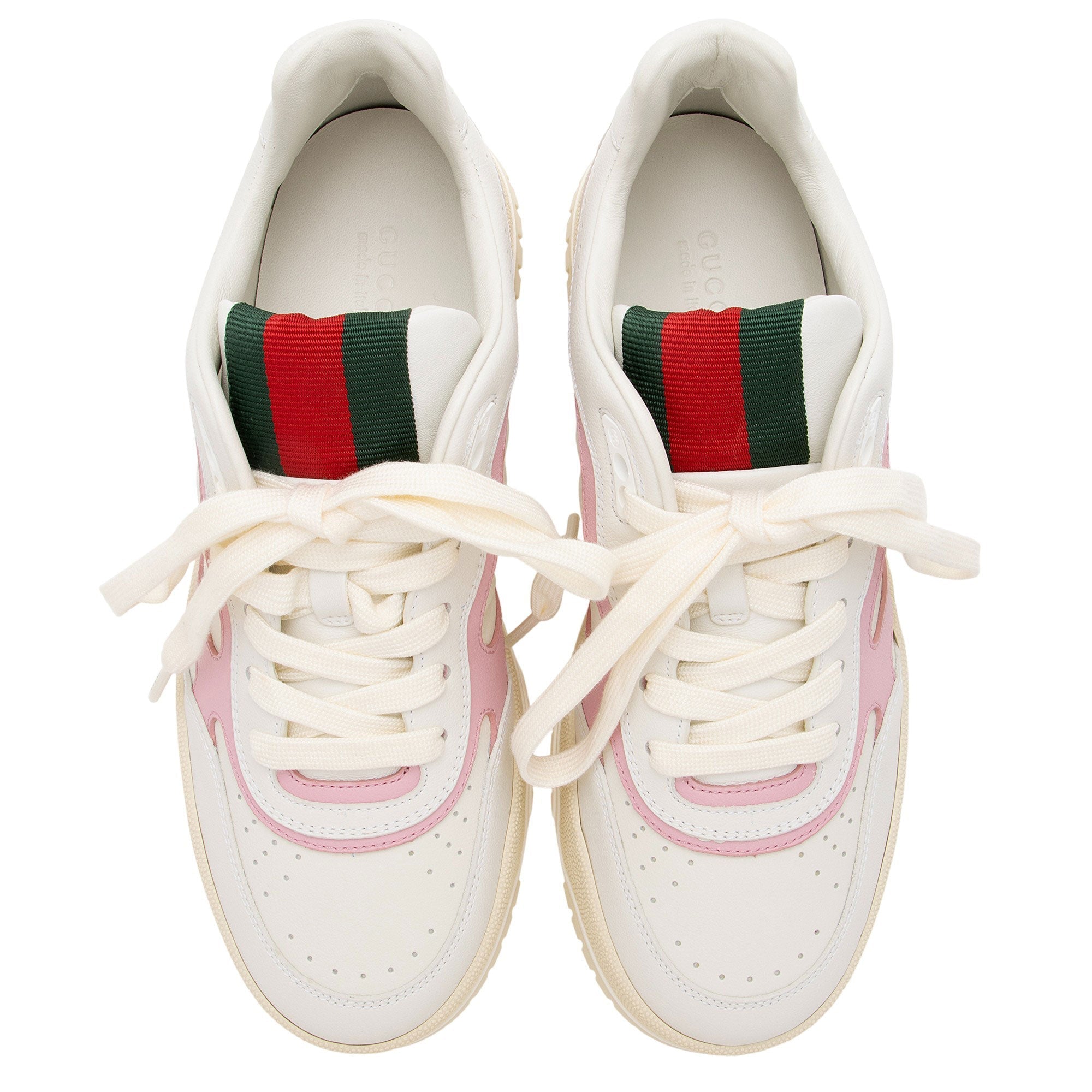 Women's Gucci Leather Re-Web Low Top Sneakers - Size 9 / 39