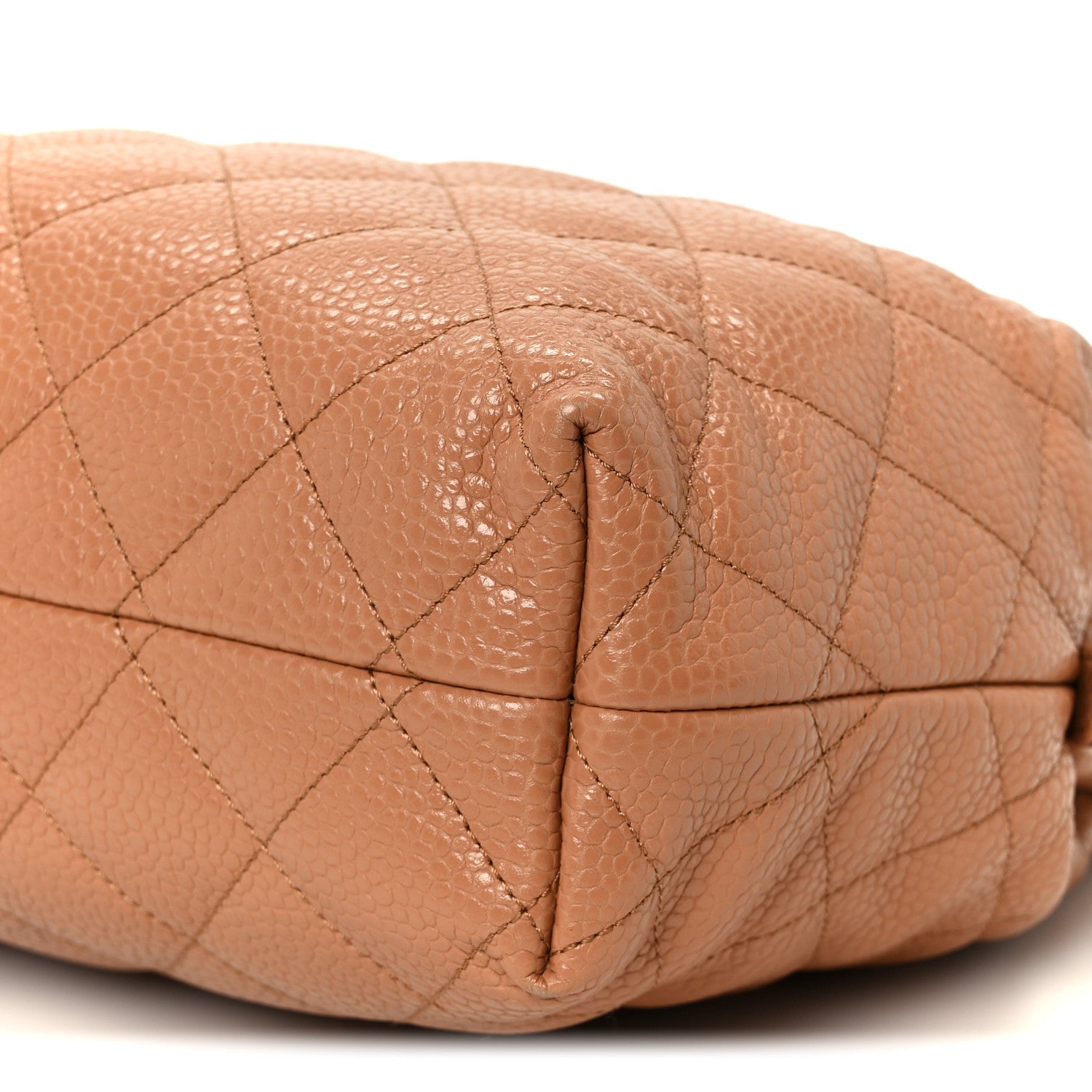 Shiny Caviar Quilted Large Bowling Bag Brown