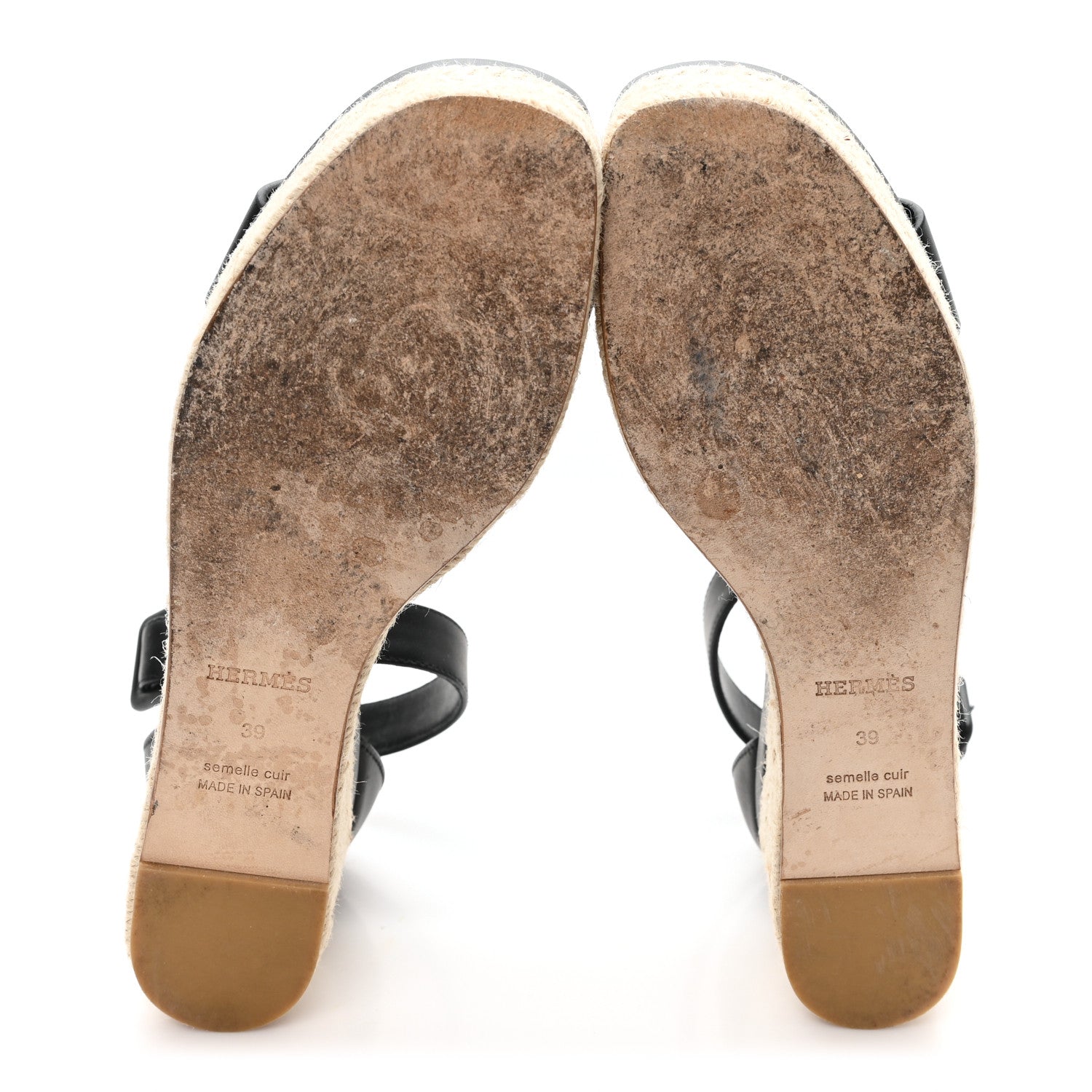 Goatskin Elda Espadrille Wedge Sandals 39 Black