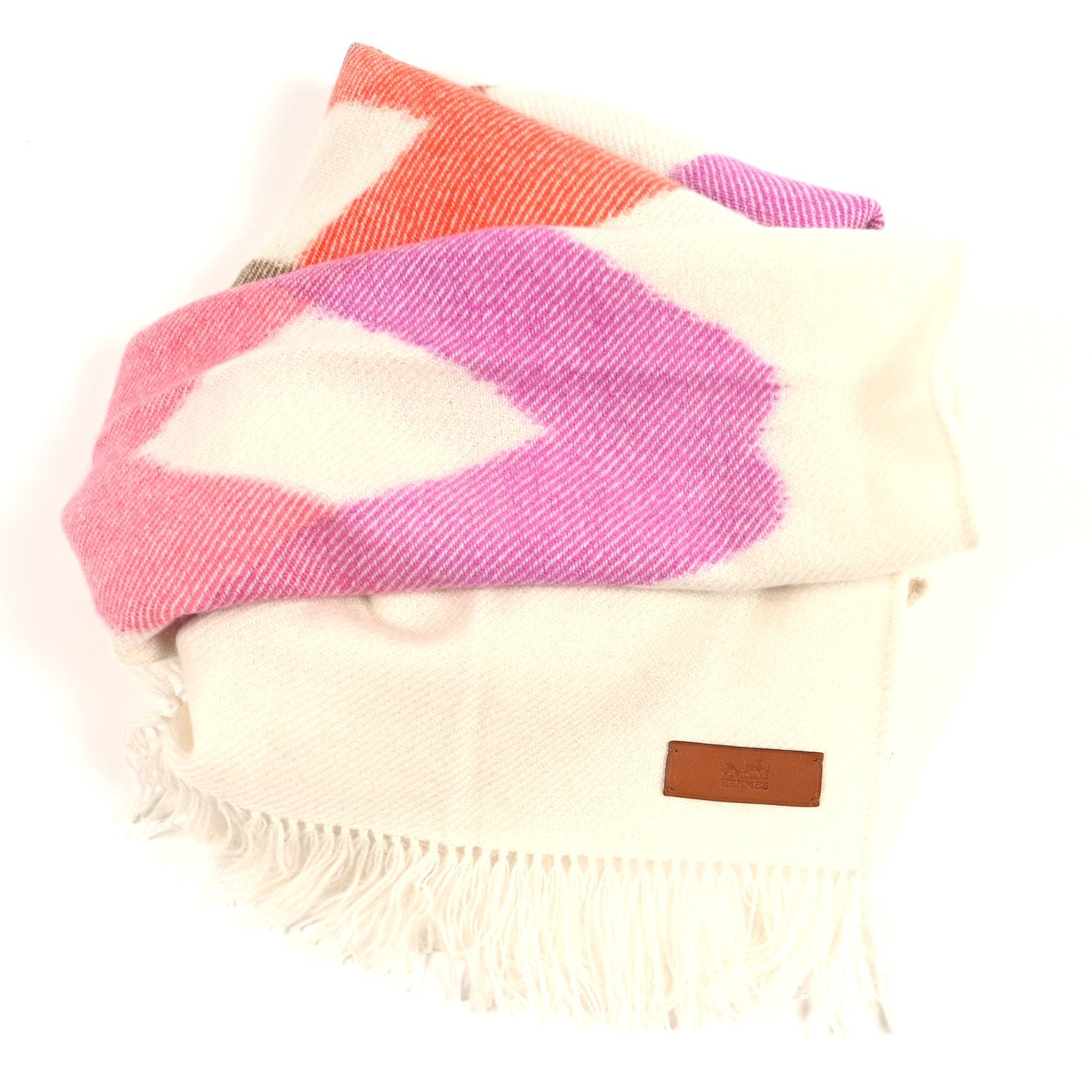 Cashmere Ikat Zig Zag Muffler Ivory