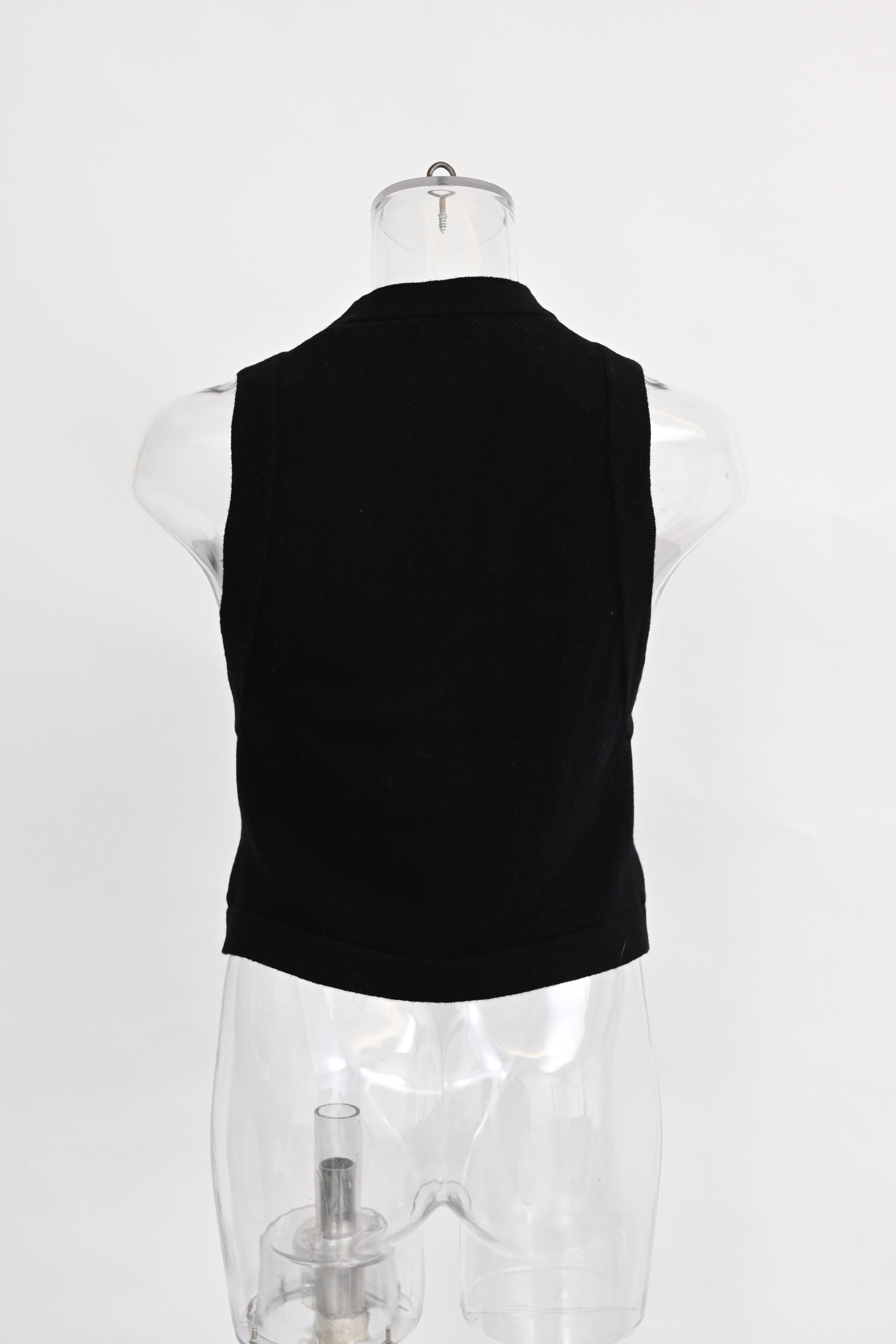 Women's Chanel Flower Button 2023 Sweater Vest in Black Cashmere
