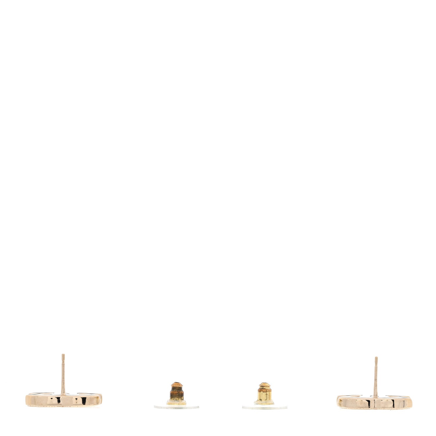 Metal Enamel CC Earrings Black Gold