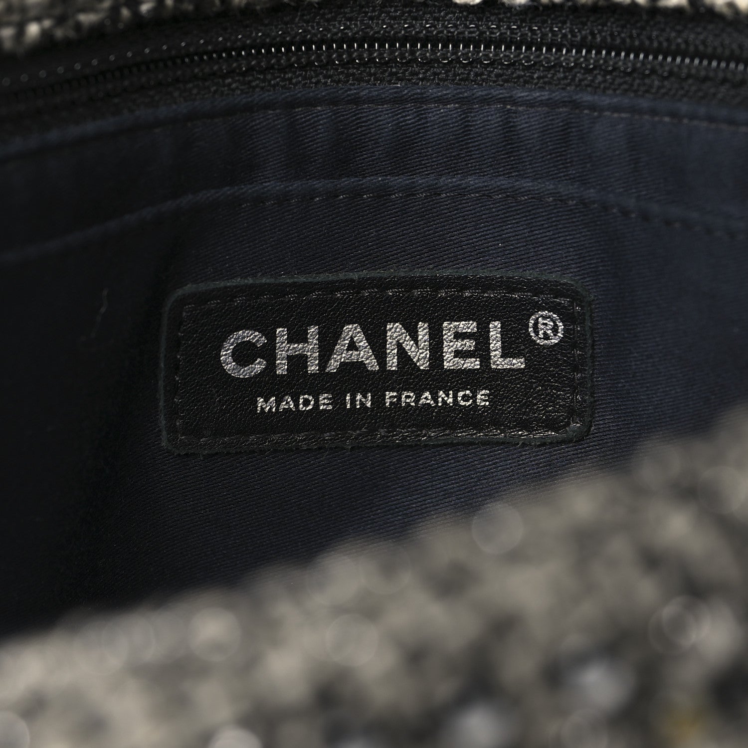 Tweed Quilted Mini Side Pearl Flap Bag Grey